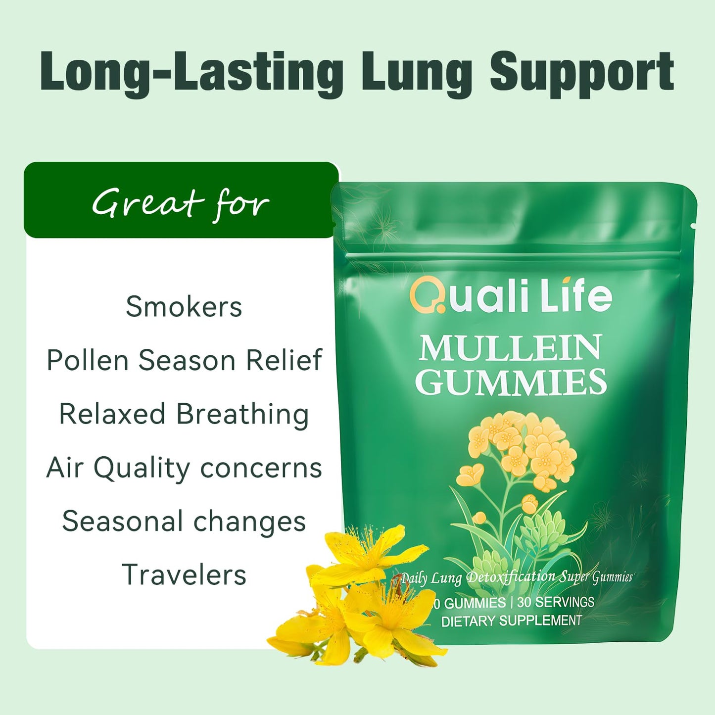 QualiLife Mullein Gummies for Lungs 60 Gummies
