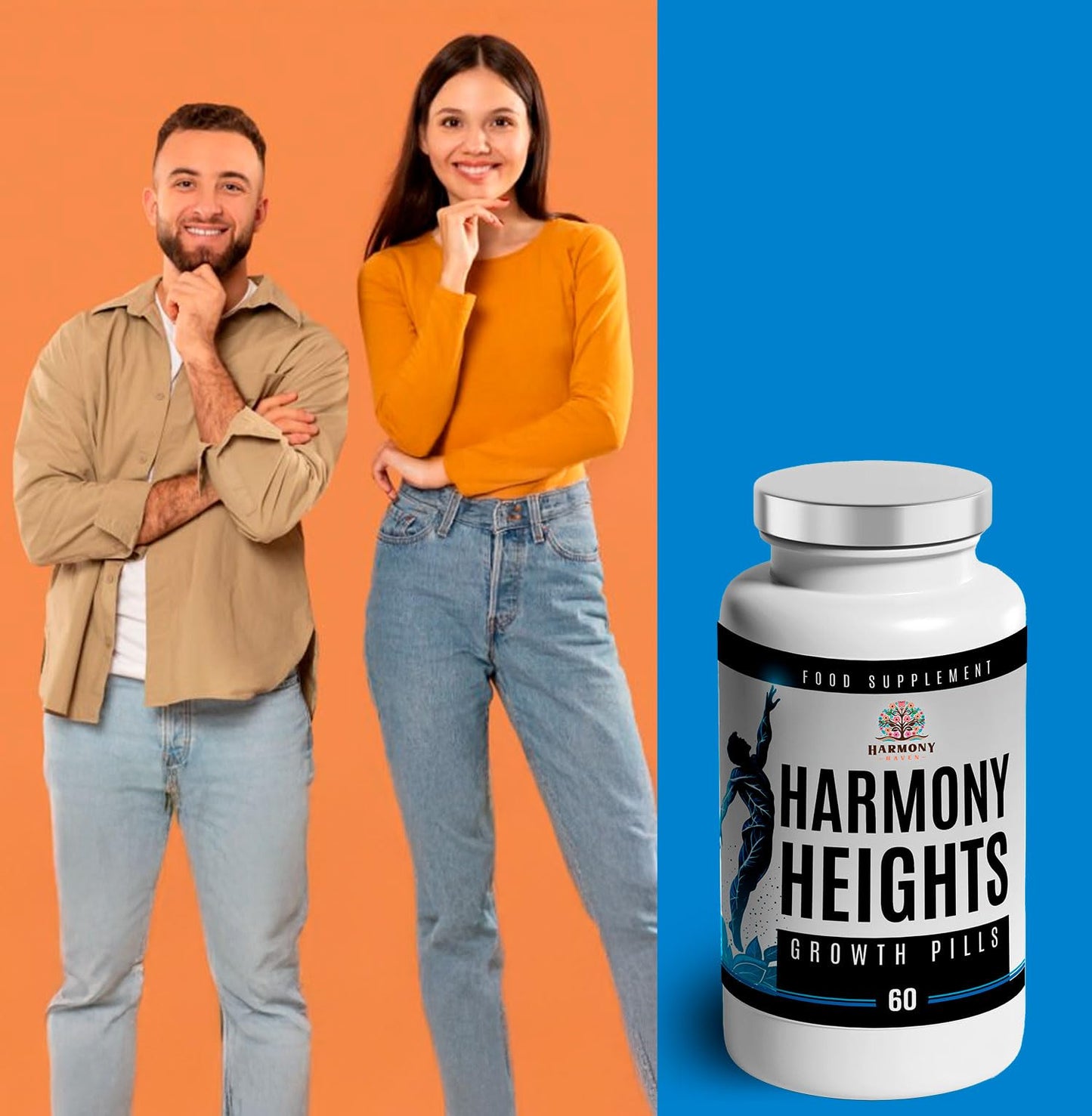 Harmony Heights Growth Pills - Gain Height Enhancing Pill, 60 Tablets