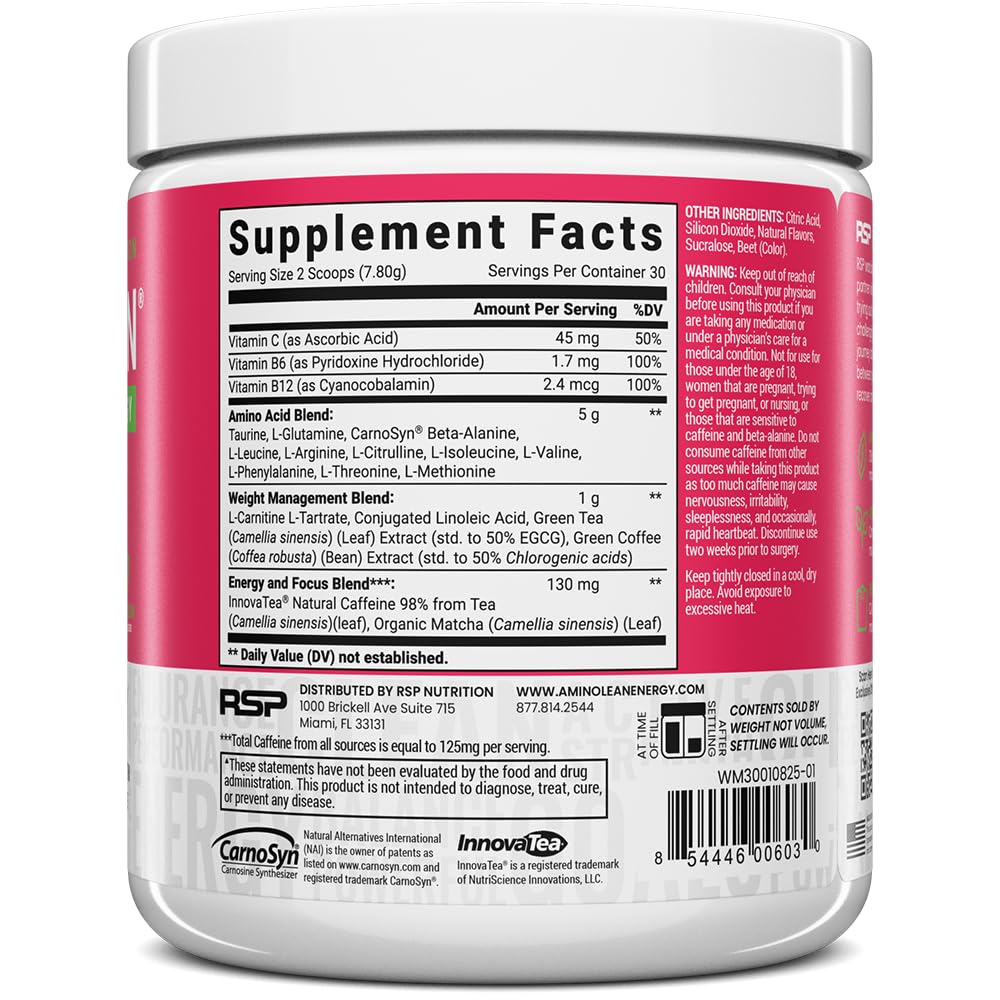 RSP NUTRITION AminoLean Pre Workout Powder, 30 Servings