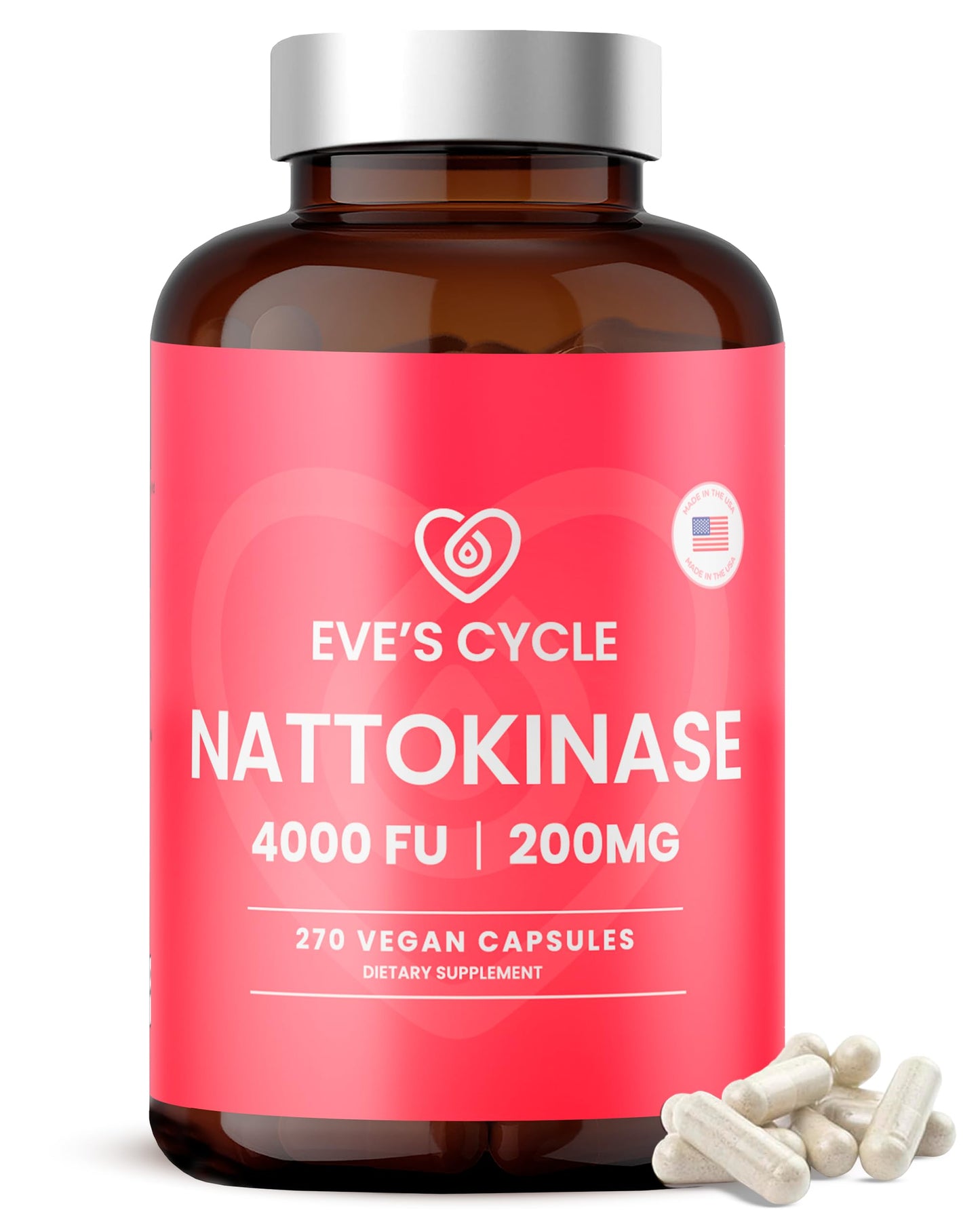 Eve's Cycle Nattokinase Supplement 4000 FU Capsules, 270 Count