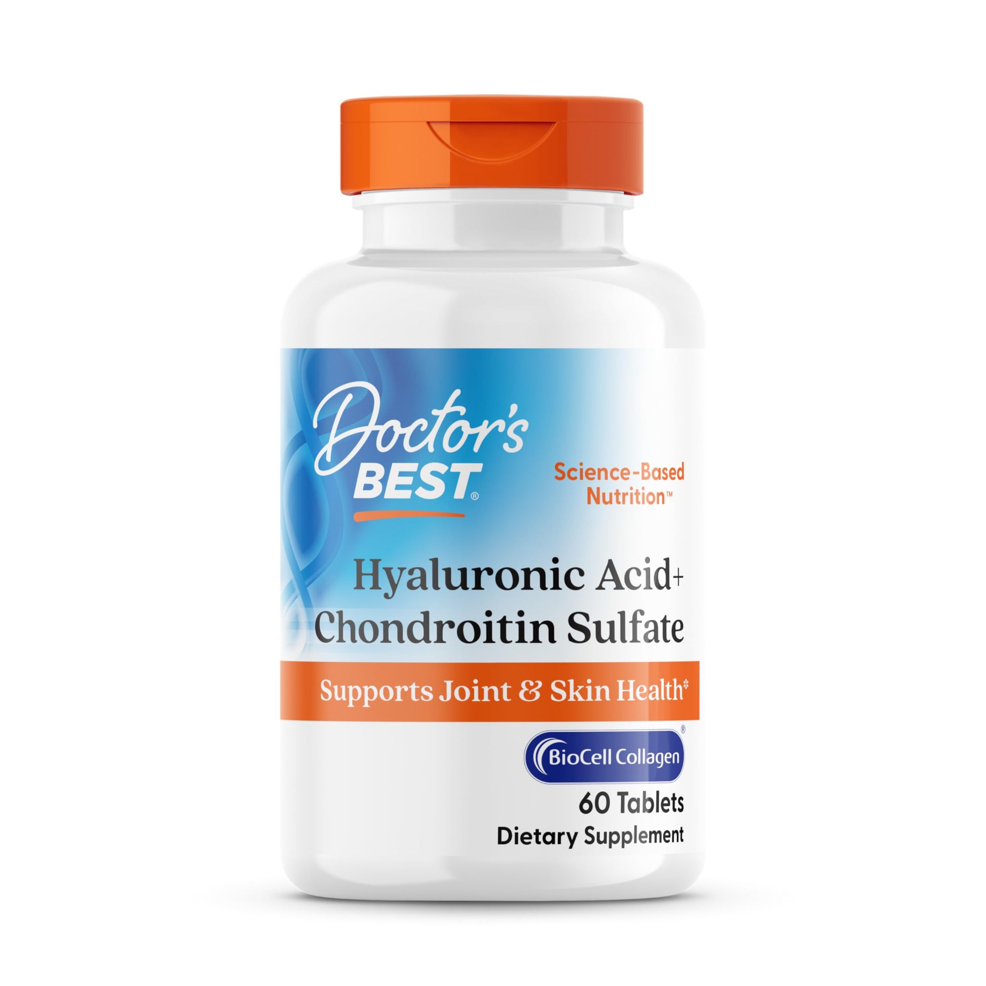 Doctor's BEST Hyaluronic Acid with Chondroitin Sulfate - Joint Health Support Supplement for Women & Men, BioCell Collagen, Non-GMO, Gluten Free, Soy Free, 60 Tablets