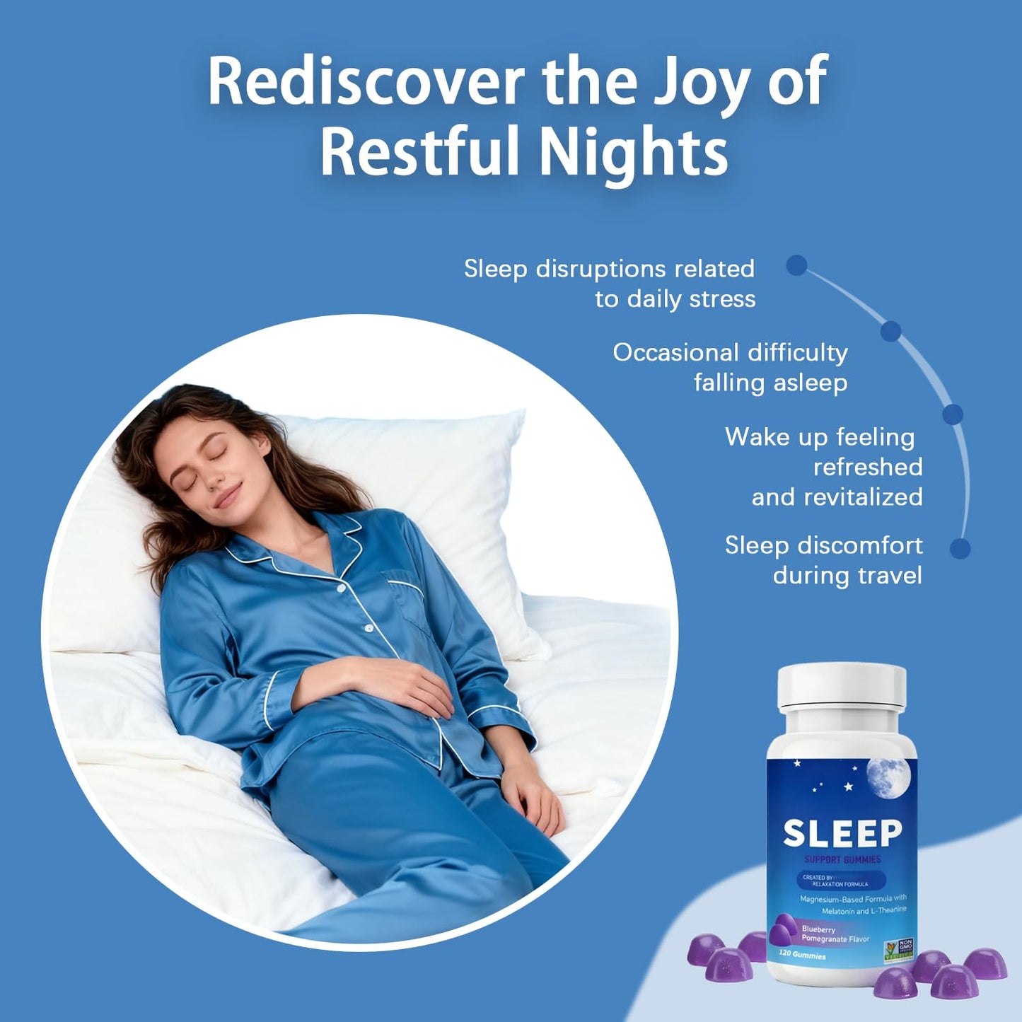 SERSANVE Sleep Gummies with Magnesium, Melatonin & L-Theanine Gummy, 120 Count