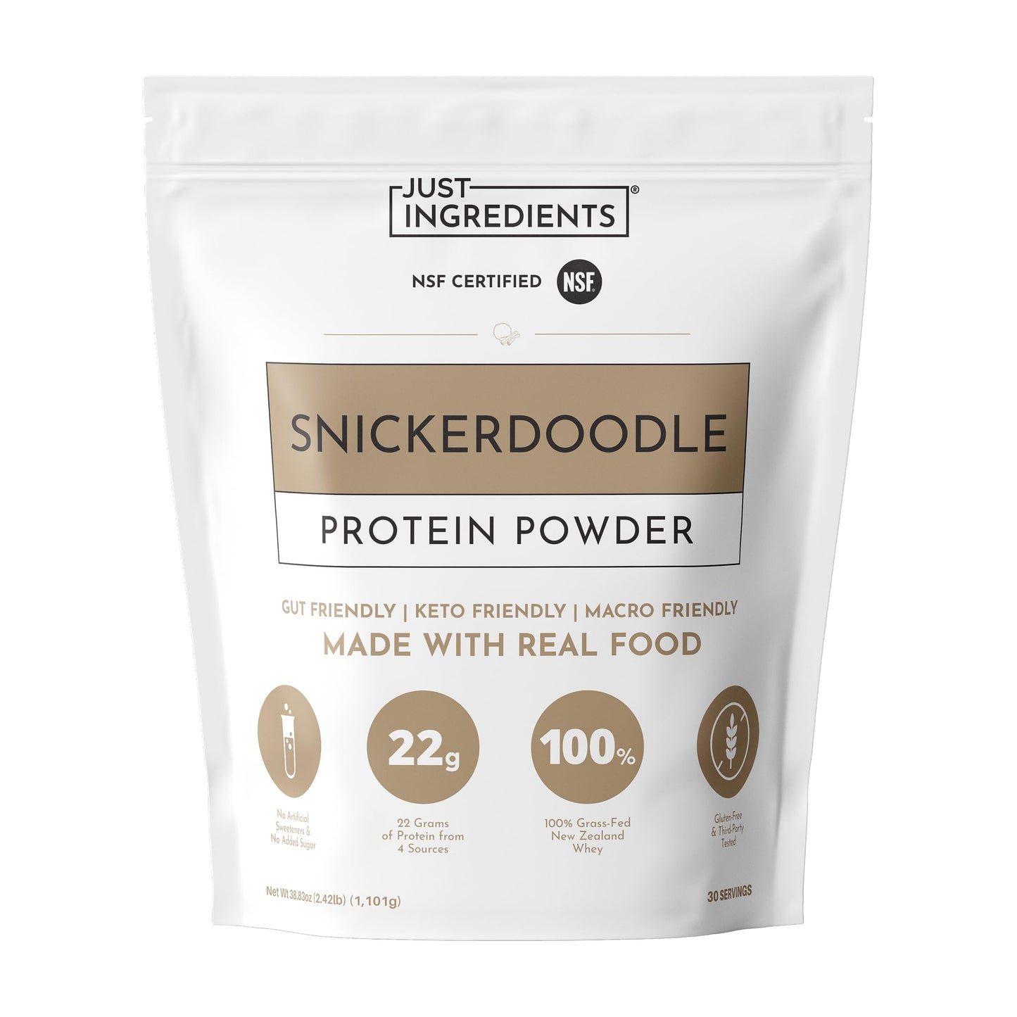 JUST INGREDIENTS Snickerdoodle Protein Powder 30 Servings