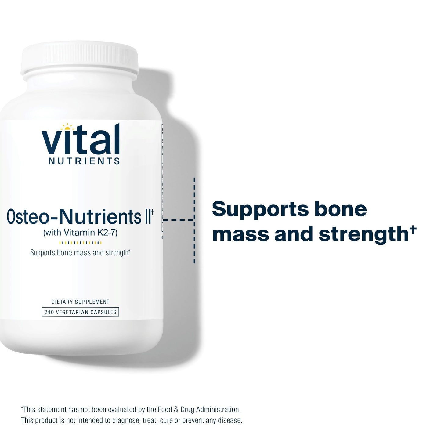 Vital Nutrients Osteo-Nutrients II Vitamin K2 + D3, Calcium, Boron, and Magnesium for Bone Strength, 240 Capsules