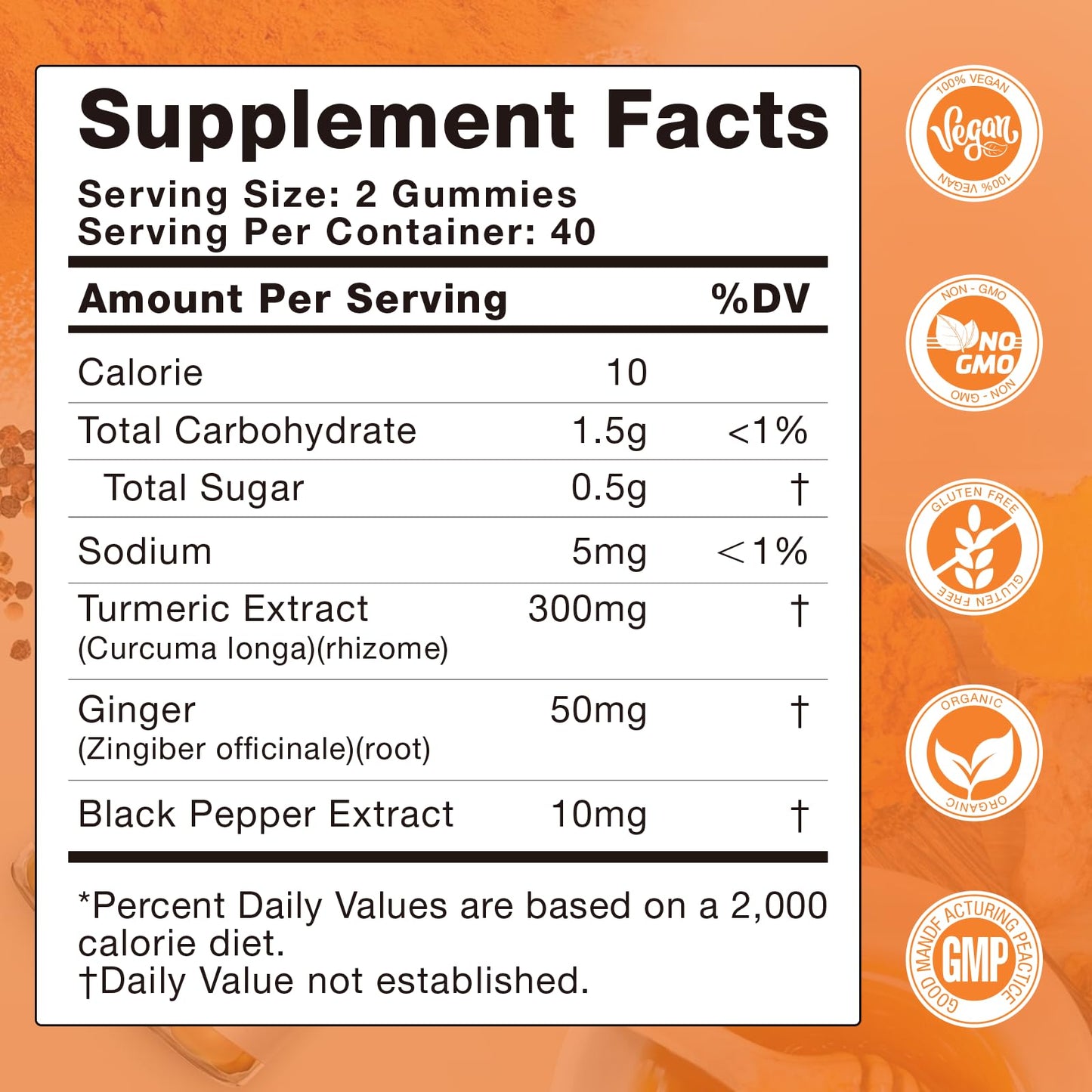 LUCKCHAN Turmeric Curcumin Gummies with Ginger & Black Pepper Herbal Supplement, Gummies, 240 Count