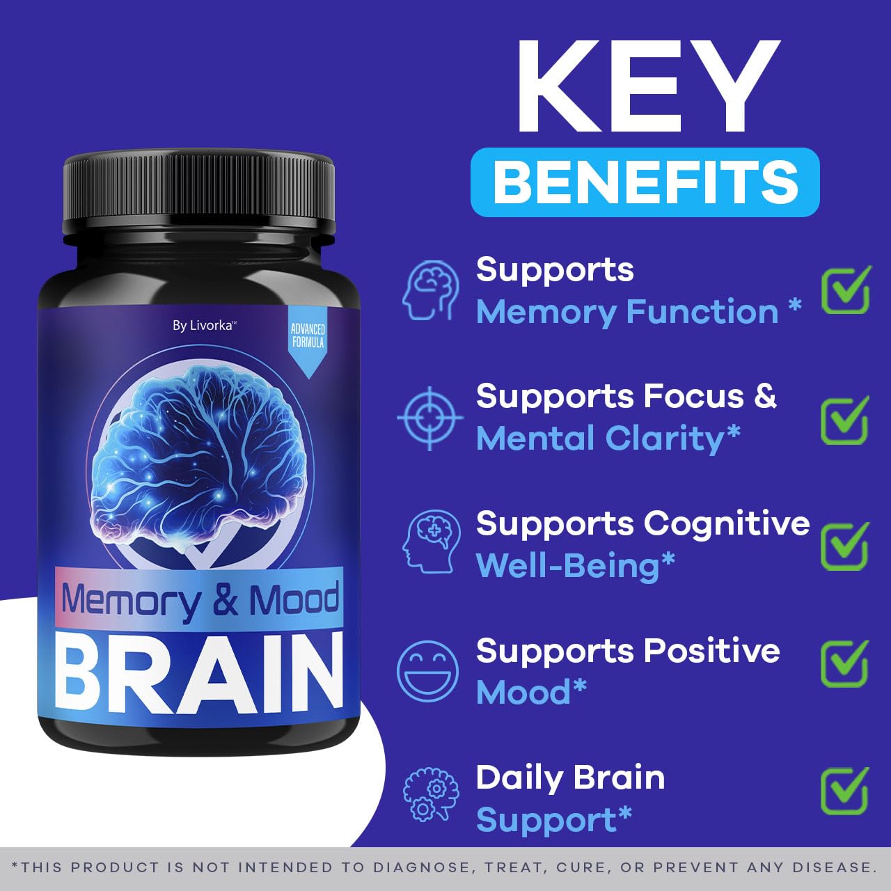 LIVORKA Memory Mood and Brain Capsules 180 Capsules