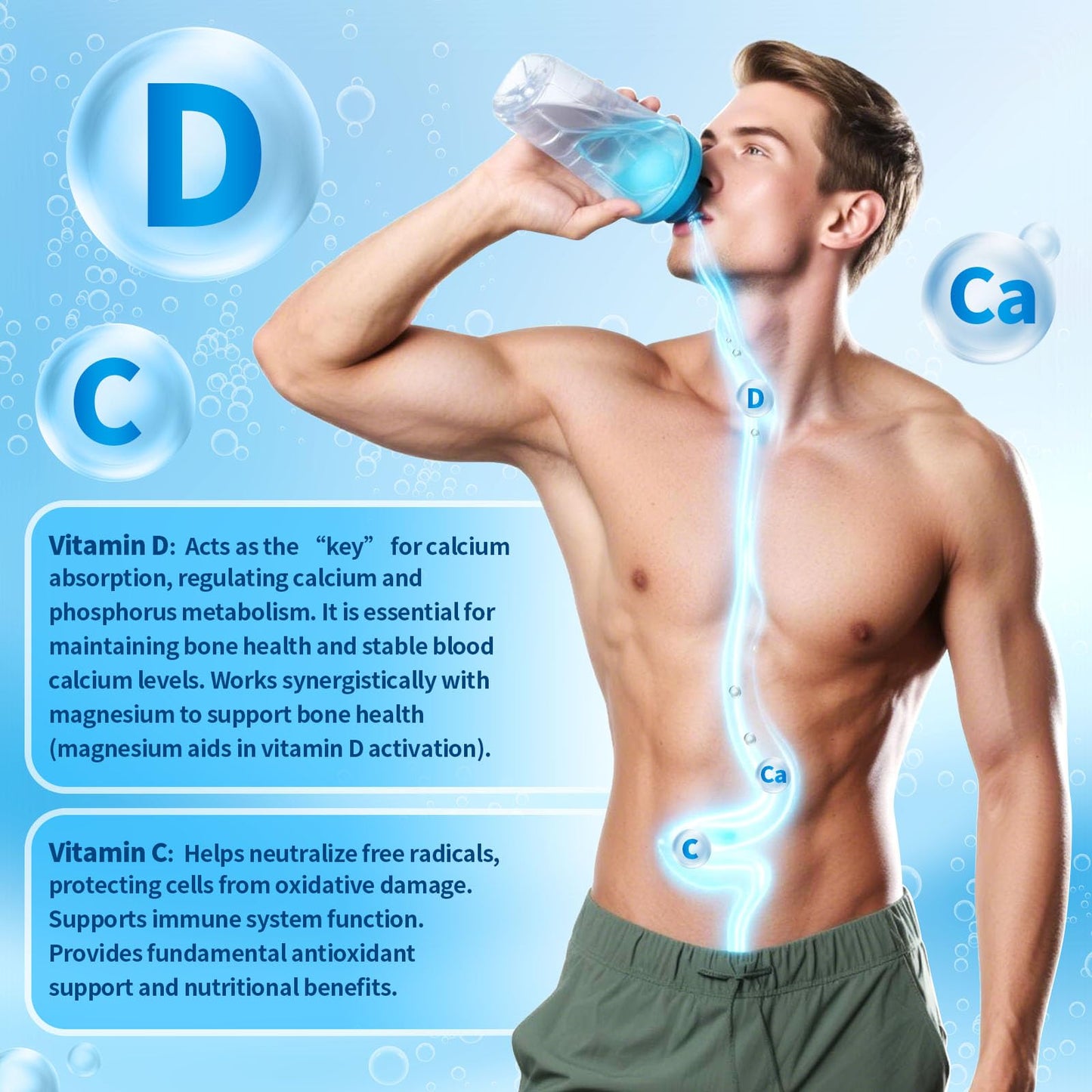 VivoNu Hydrogen Water Tablets with Electrolytes & Magnesium Complex, Vitamin C & D, 120 Tablets