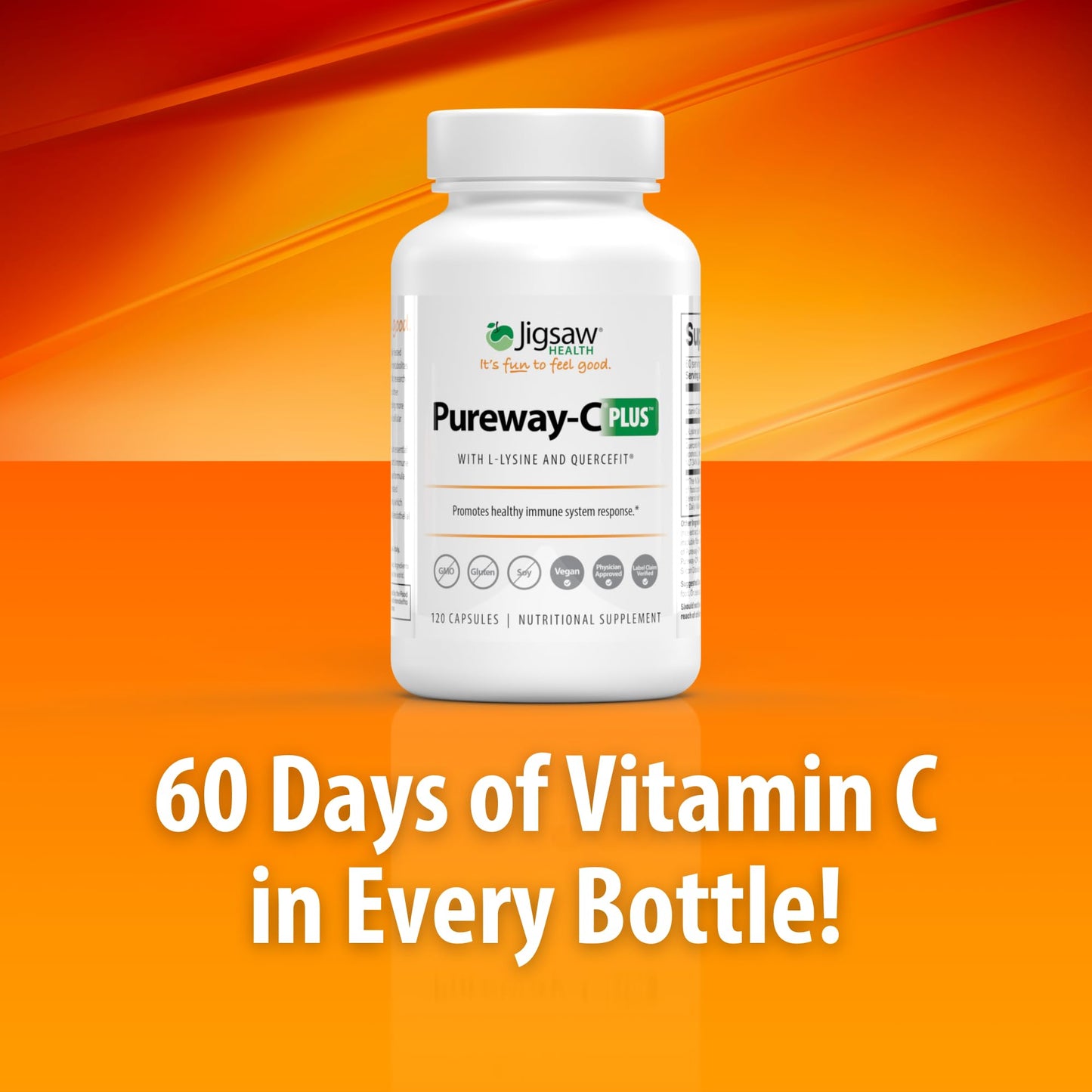 Jigsaw Health Pureway-C Plus Vitamin C with L-Lysine and Quercetin Capsules 120 Count