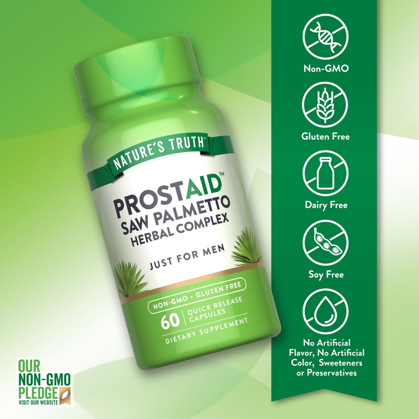 Nature's Truth Prostate Support Supplement for Men with Saw Palmetto, Pygeum, Stinging Nettle, 60 Capsules