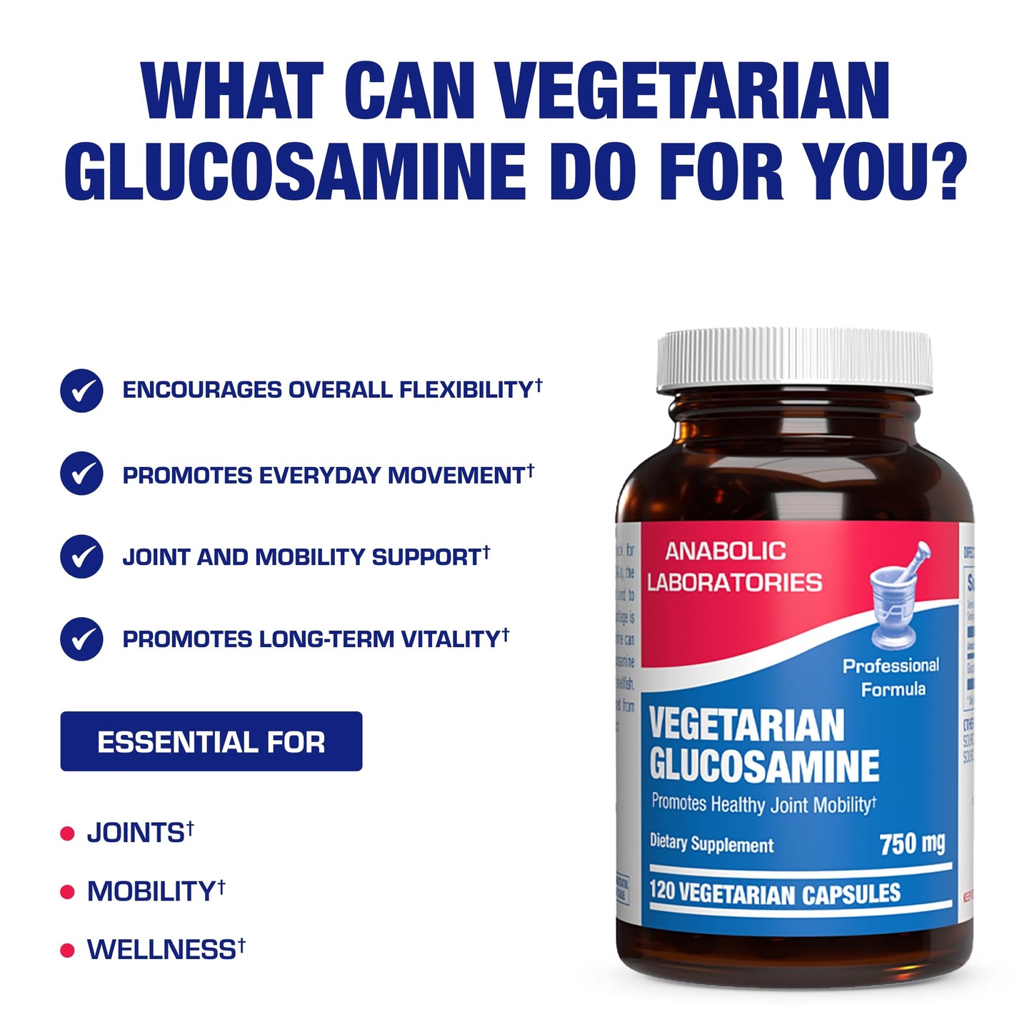 Anabolic Laboratories Vegan Glucosamine Joint Health Supplement Capsule, 120 Capsules
