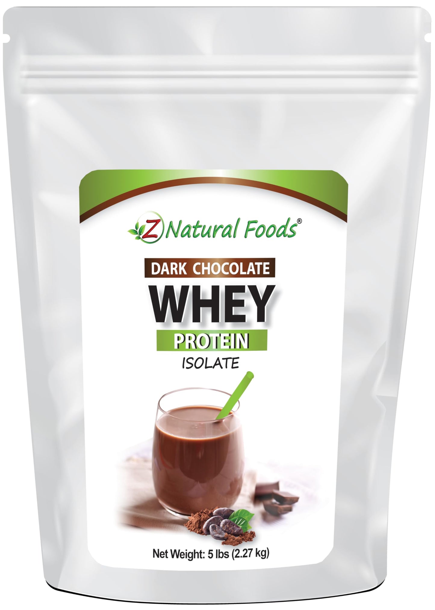 Z Natural Foods Whey Protein Isolate Powder Grass-Fed No Sugar Dark Chocolate 80
