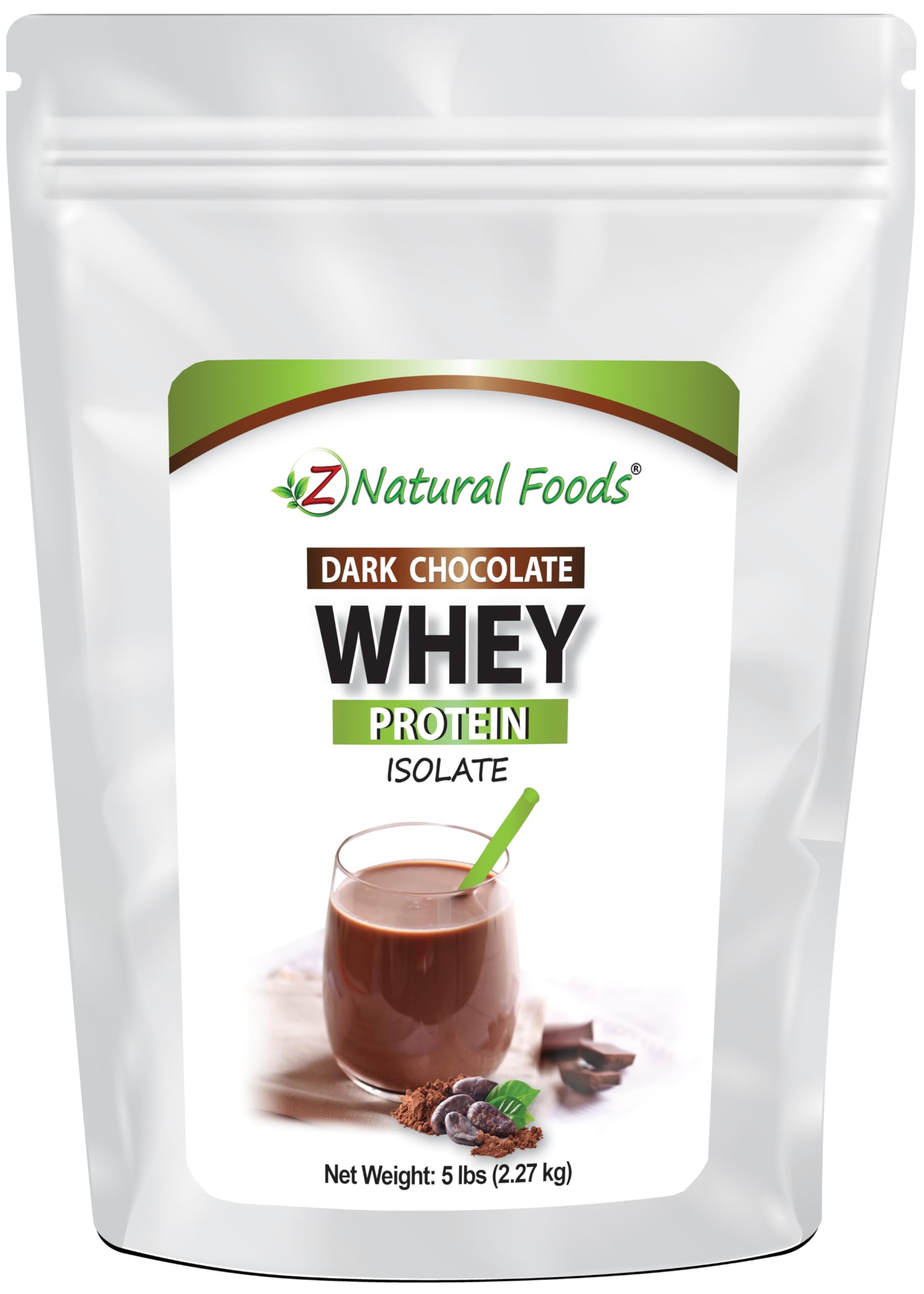 Z Natural Foods Whey Protein Isolate Powder Grass-Fed No Sugar Dark Chocolate 80