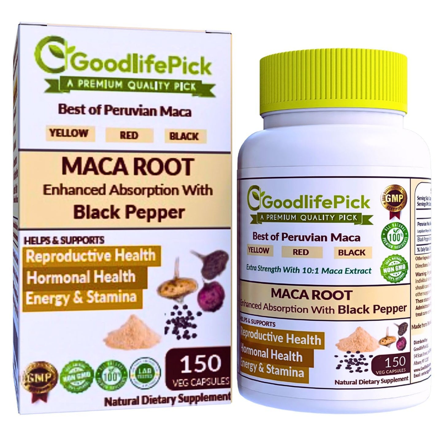 GoodlifePick Peruvian Maca Root Capsules, 150 Count