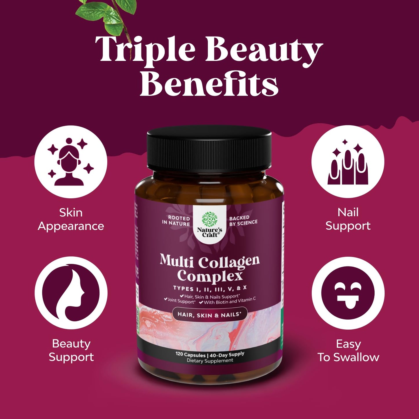 Natures Craft Advanced Multi Collagen Peptides Capsules, 120 Capsules