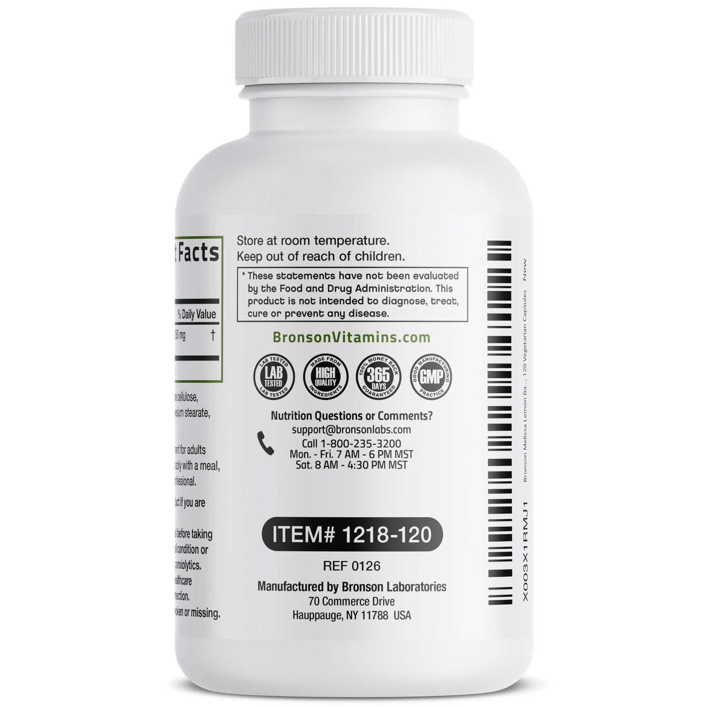 Bronson Melissa Lemon Balm Extra Strength Capsules 120