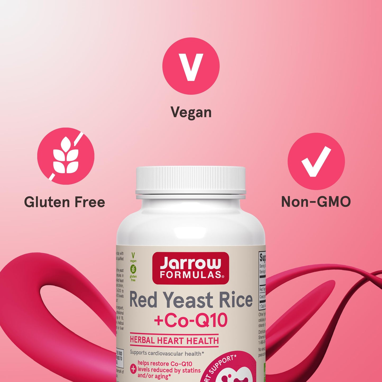 Jarrow Formulas Red Yeast Rice 1200 mg & CoQ10 100 mg Capsule, 120 Veggie Caps