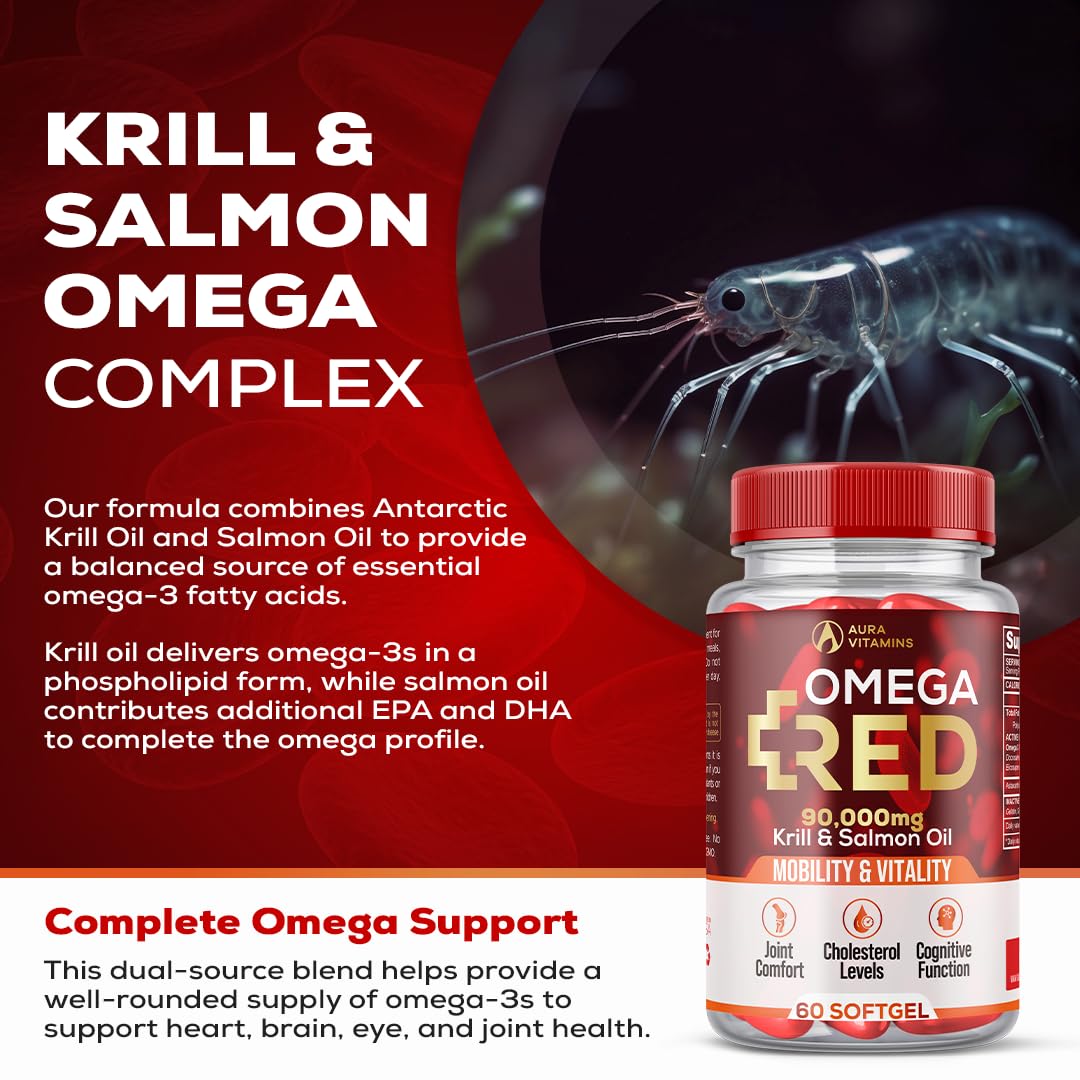 AURA VITAMINS Omega RED Krill Oil Softgels 60 Count