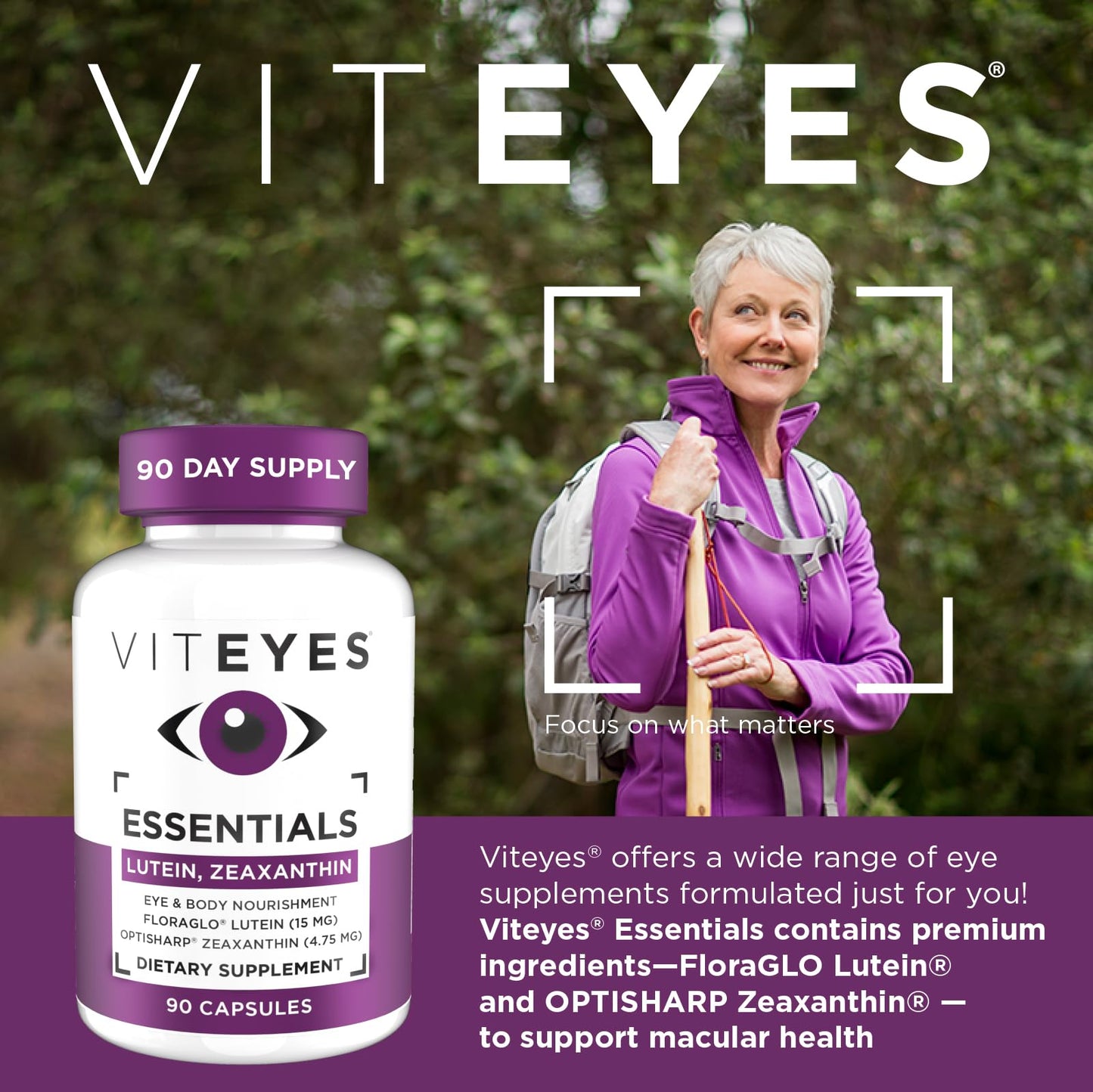 Viteyes Essentials Eye Health Dietary Supplement, Lutein & Zeaxanthin for Macular Support Capsules, 90 Count