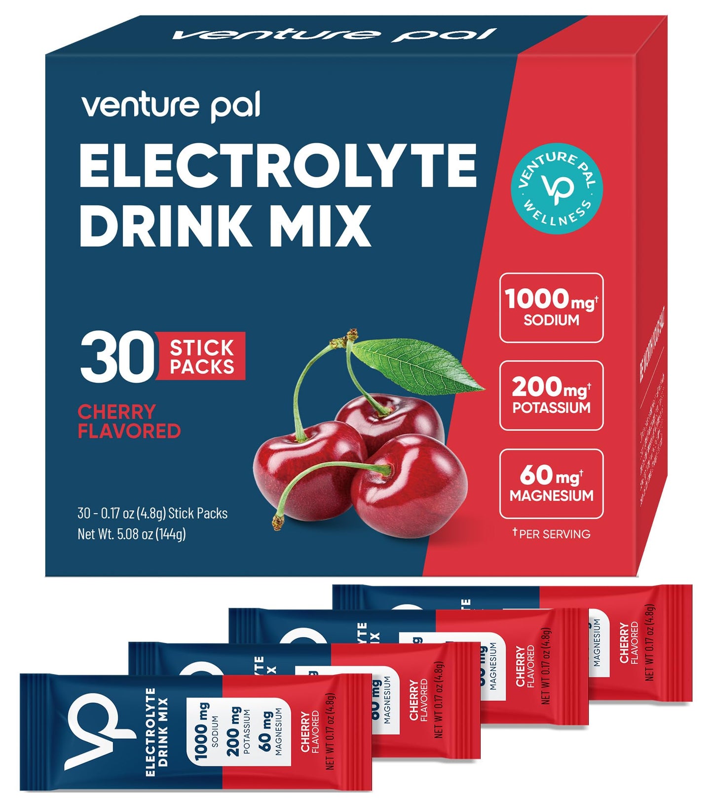 Venture Pal Electrolytes Powder Packets High Sodium Sugar-Free, 180 Count