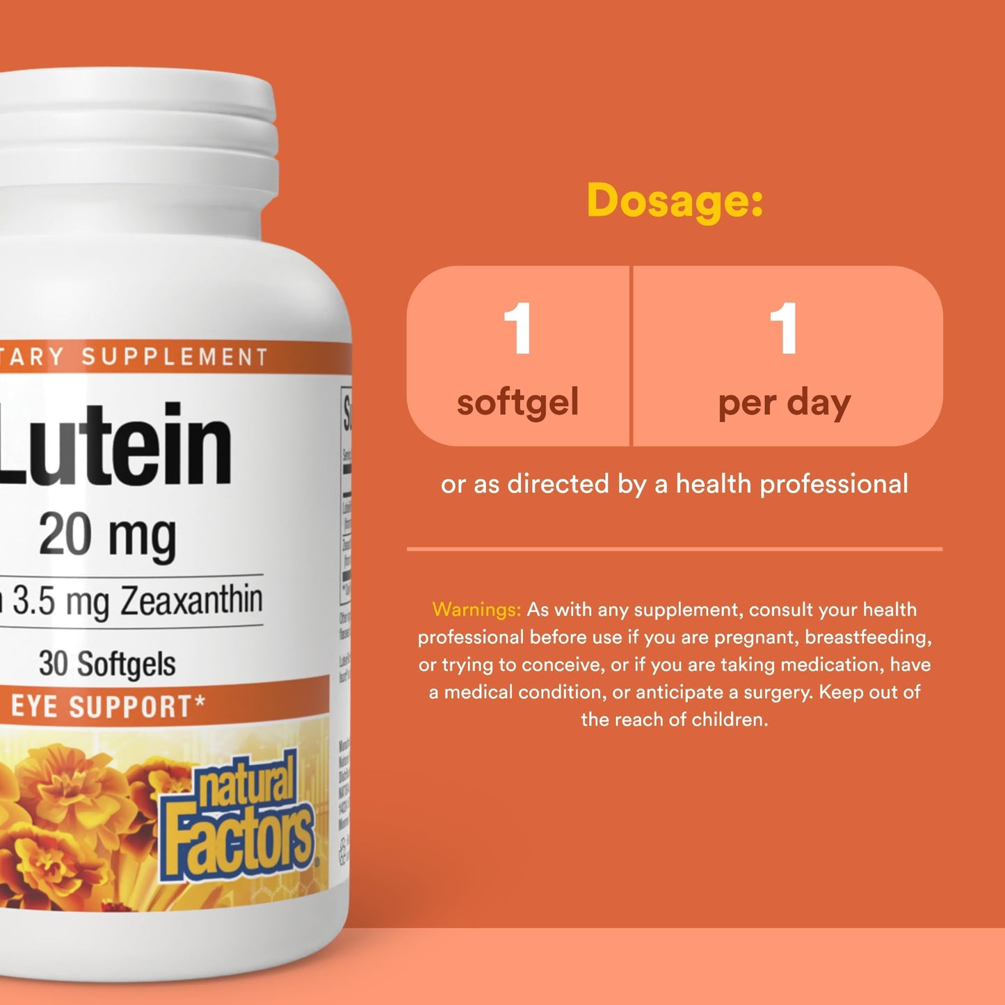 Natural Factors Lutein 20mg Softgels, 30 Count