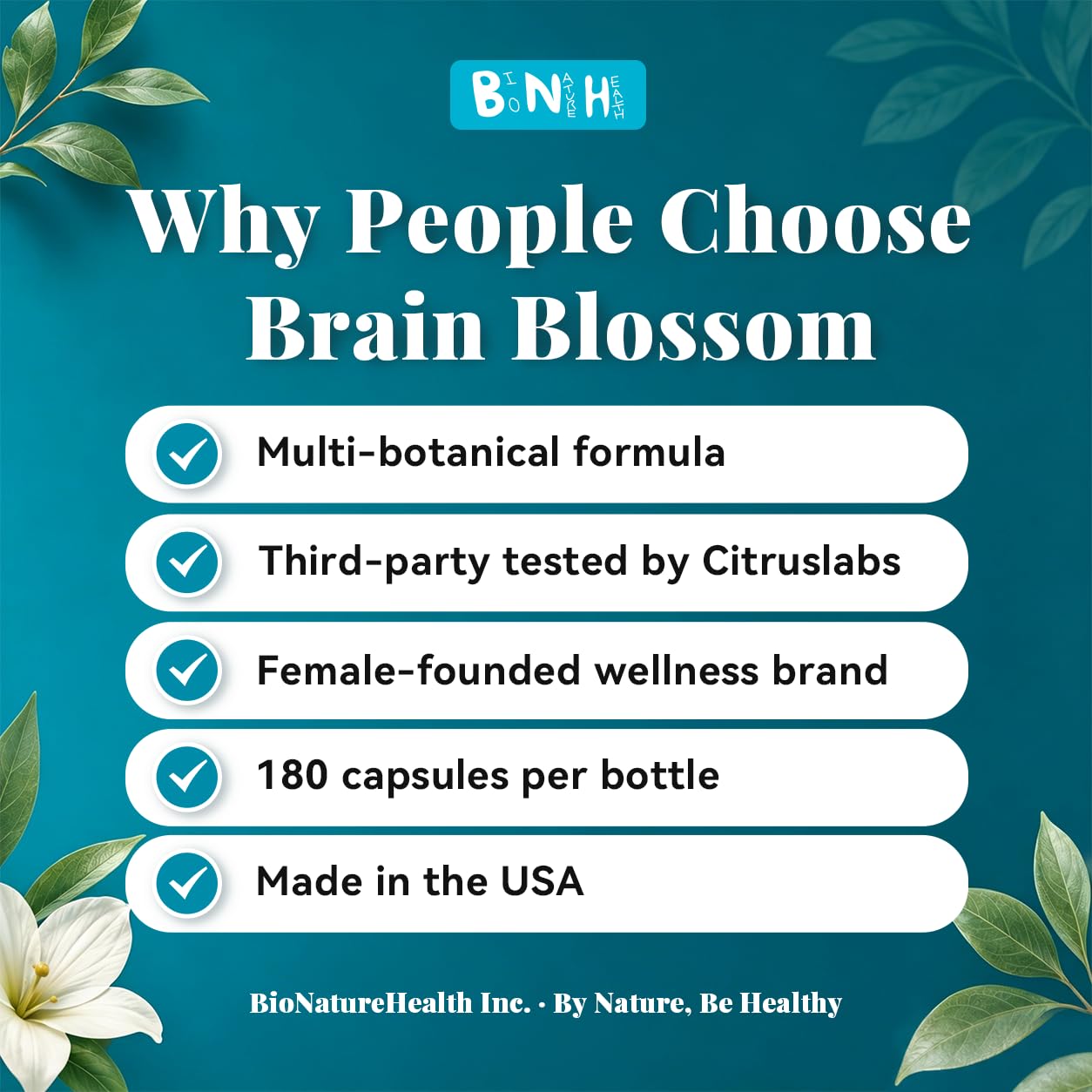 BNH Brain Blossom Brain Supplement for Memory & Focus Capsules 180