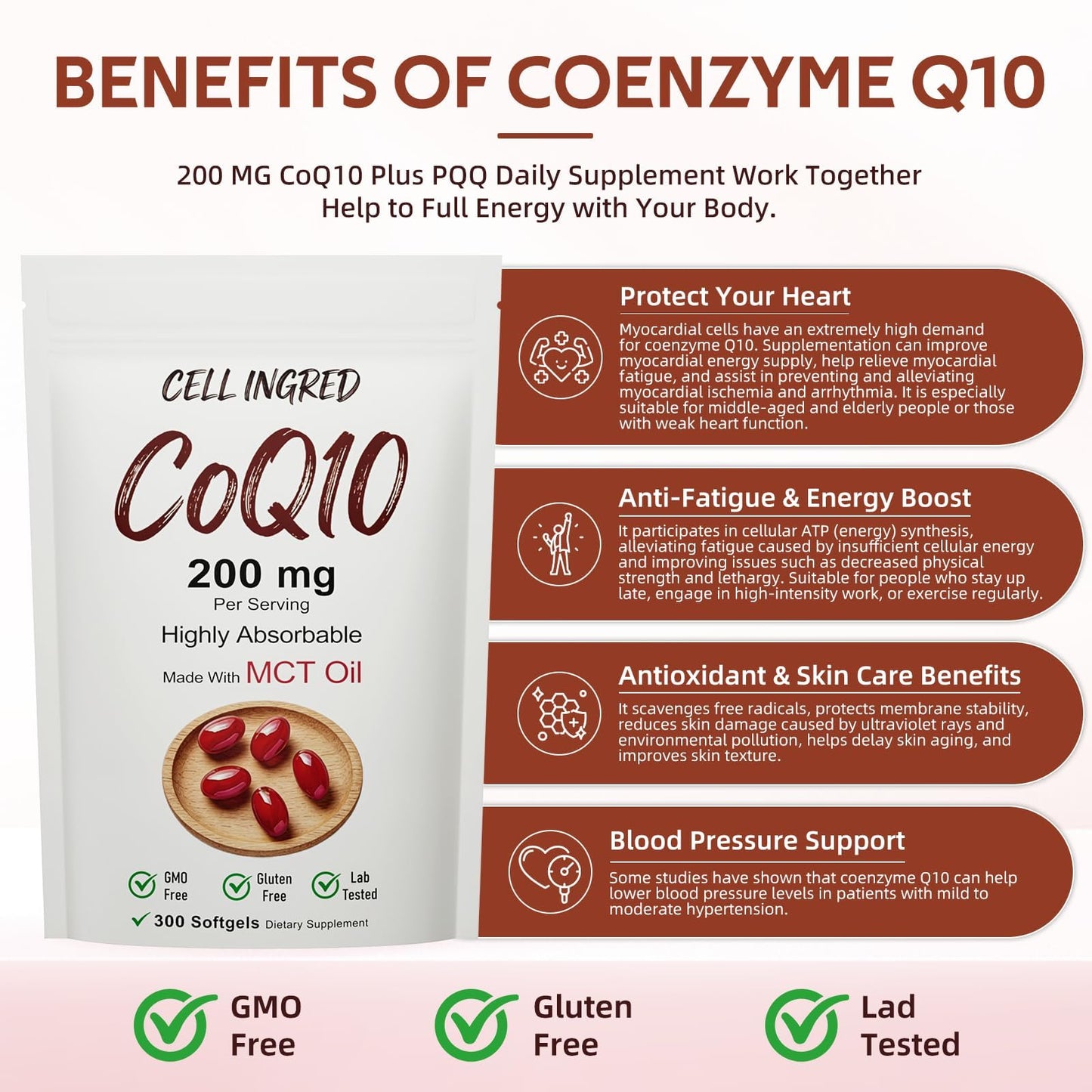 CellIngred CoQ10 200 mg per Serving Softgels, 300 Count