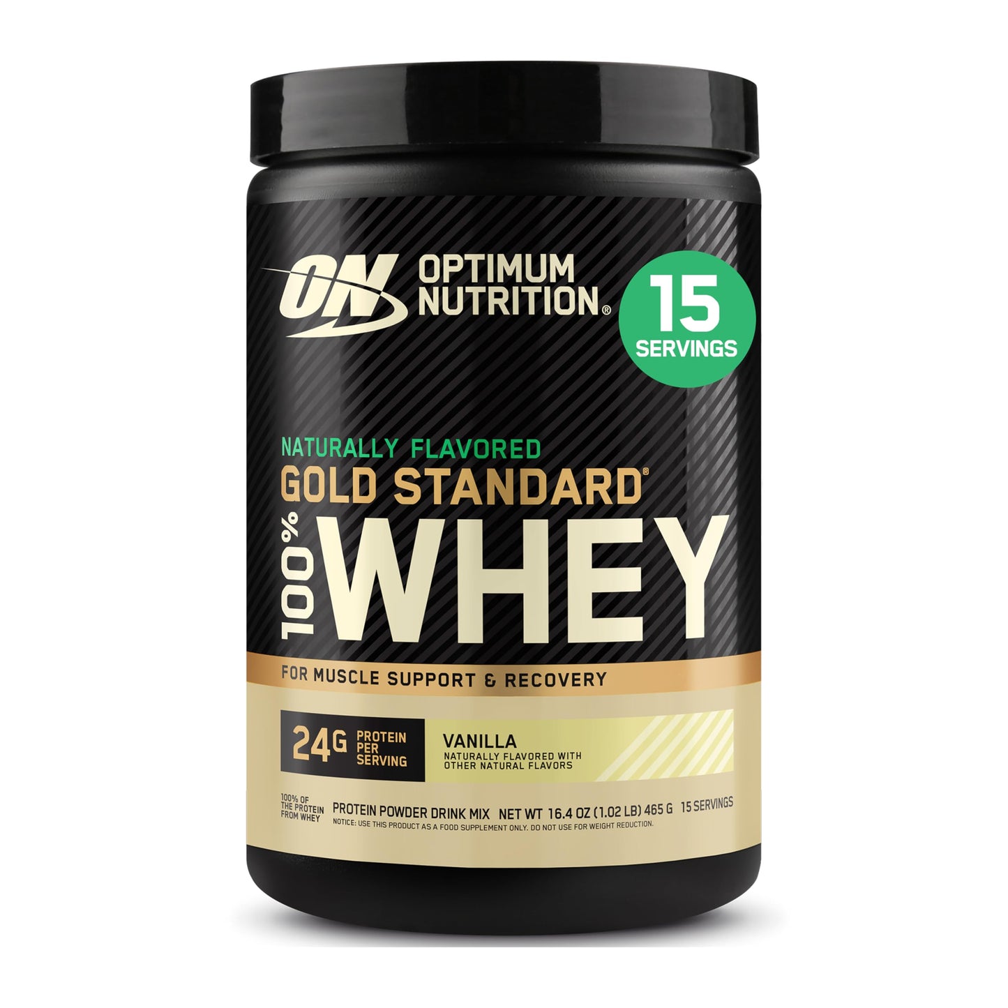 Optimum Nutrition Gold Standard 100% Whey Protein Powder, Naturally Flavored Vanilla, 1 lb