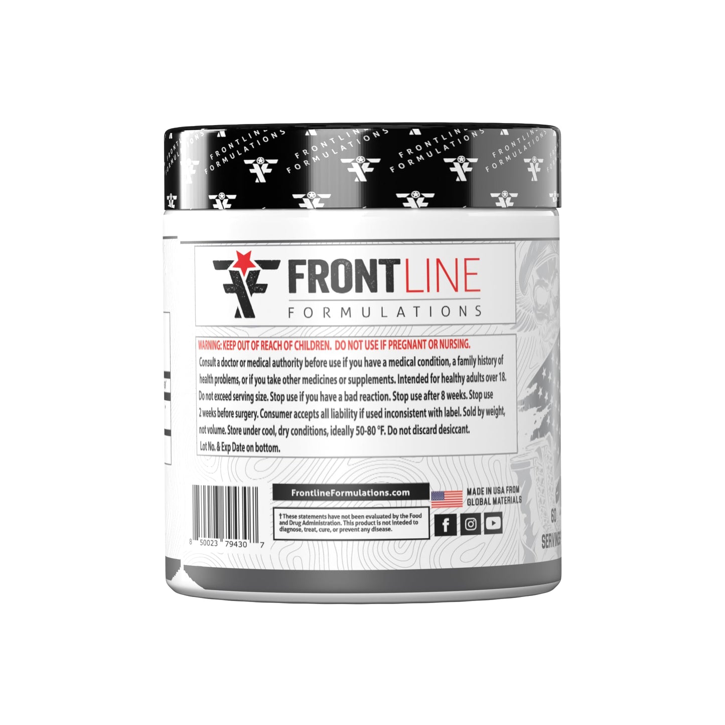 Frontline Formulations Creatine Monohydrate Powder, 60 Servings