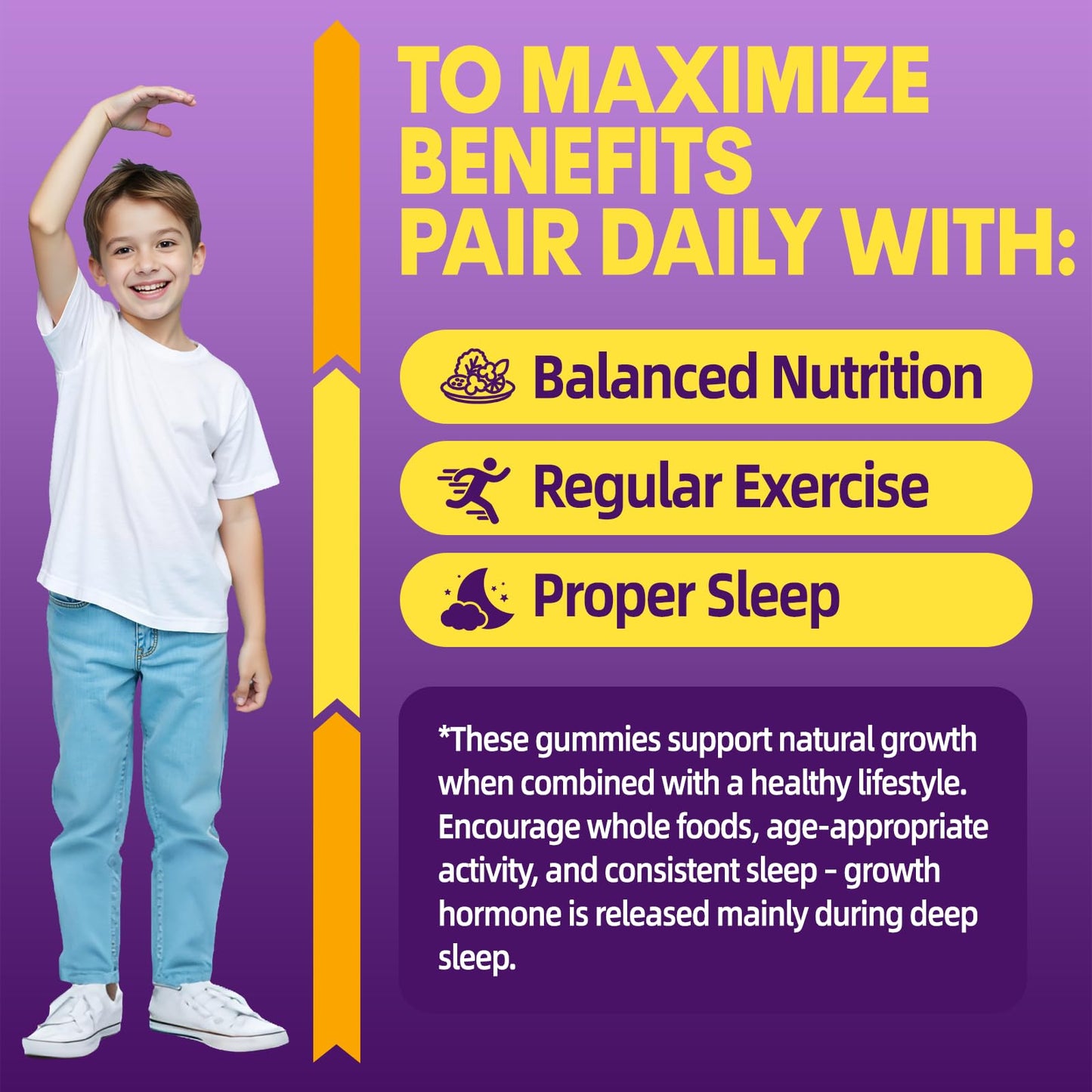 XIHOLIY Height Growth Gummies for Kids & Teens - Natural Vitamin Growth Supplement Gummy 60 Count
