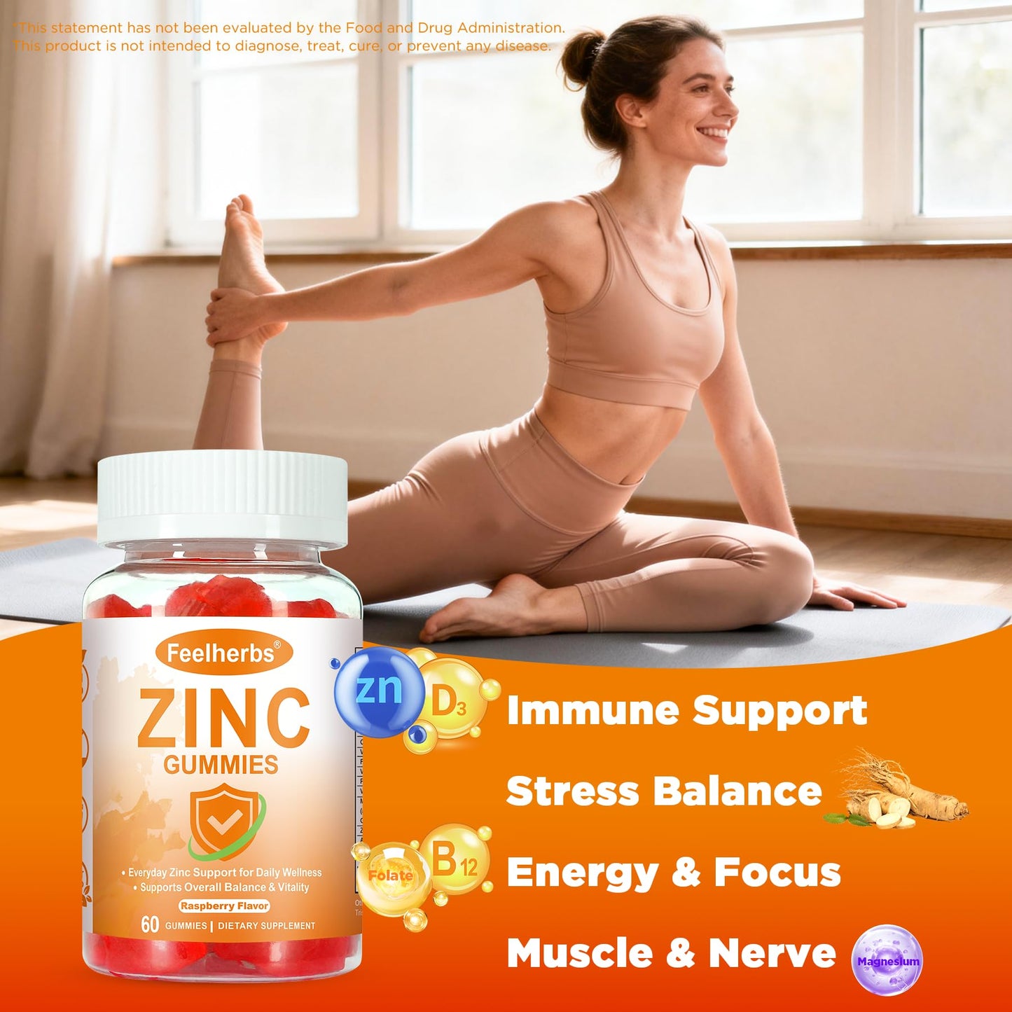 Feelherbs Zinc Gummies for Women Immune & Skin, 60 Count