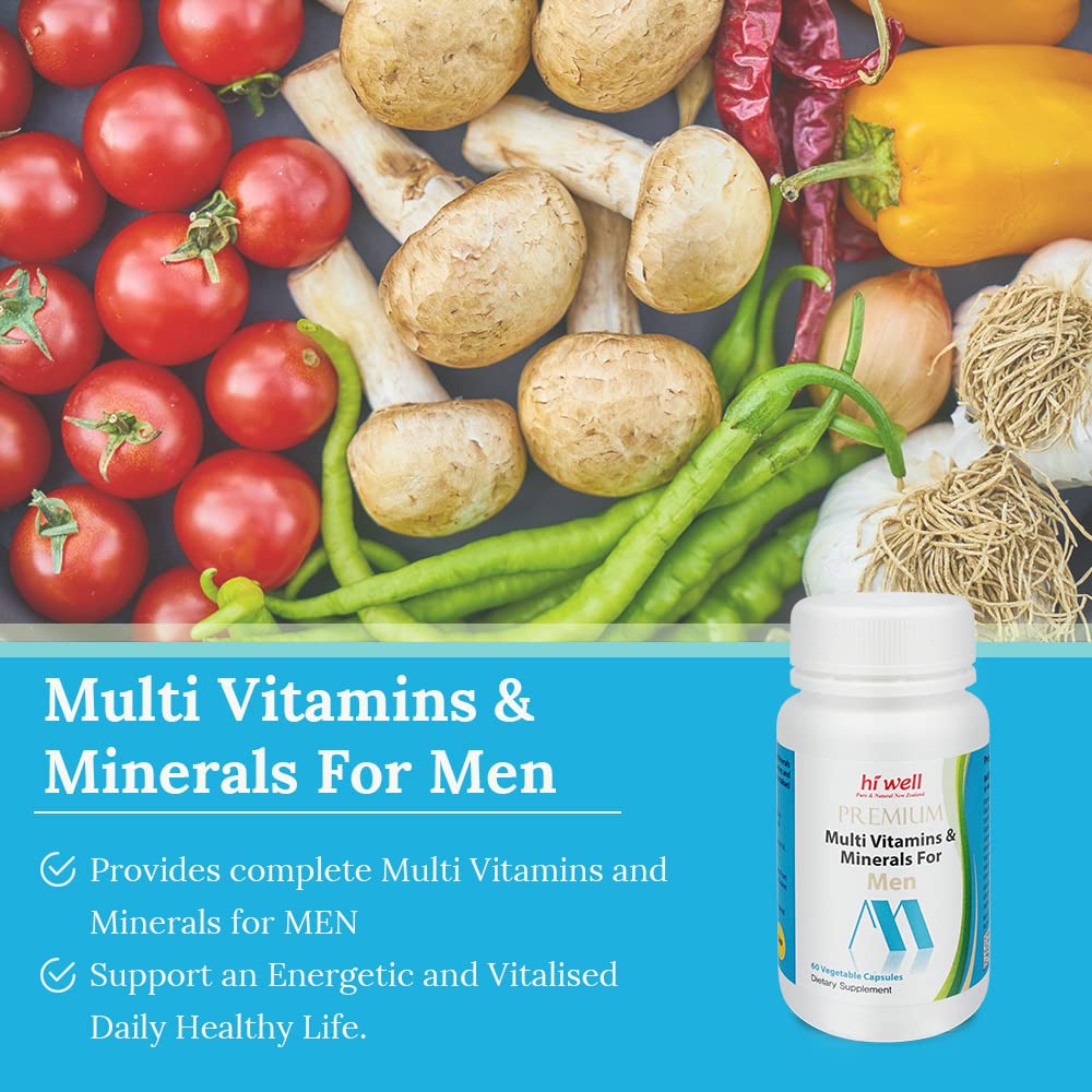 HI WELL PURE & NATURAL NEW ZEALAND Premium Multi Vitamins & Minerals for Men Capsule, 1 Count