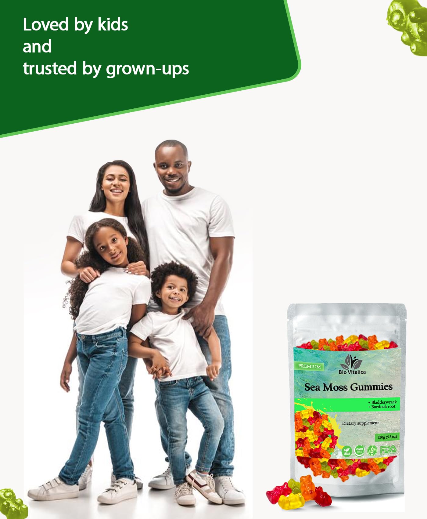 BIO VITALICA Sea Moss Gummies Chewable 50 Count