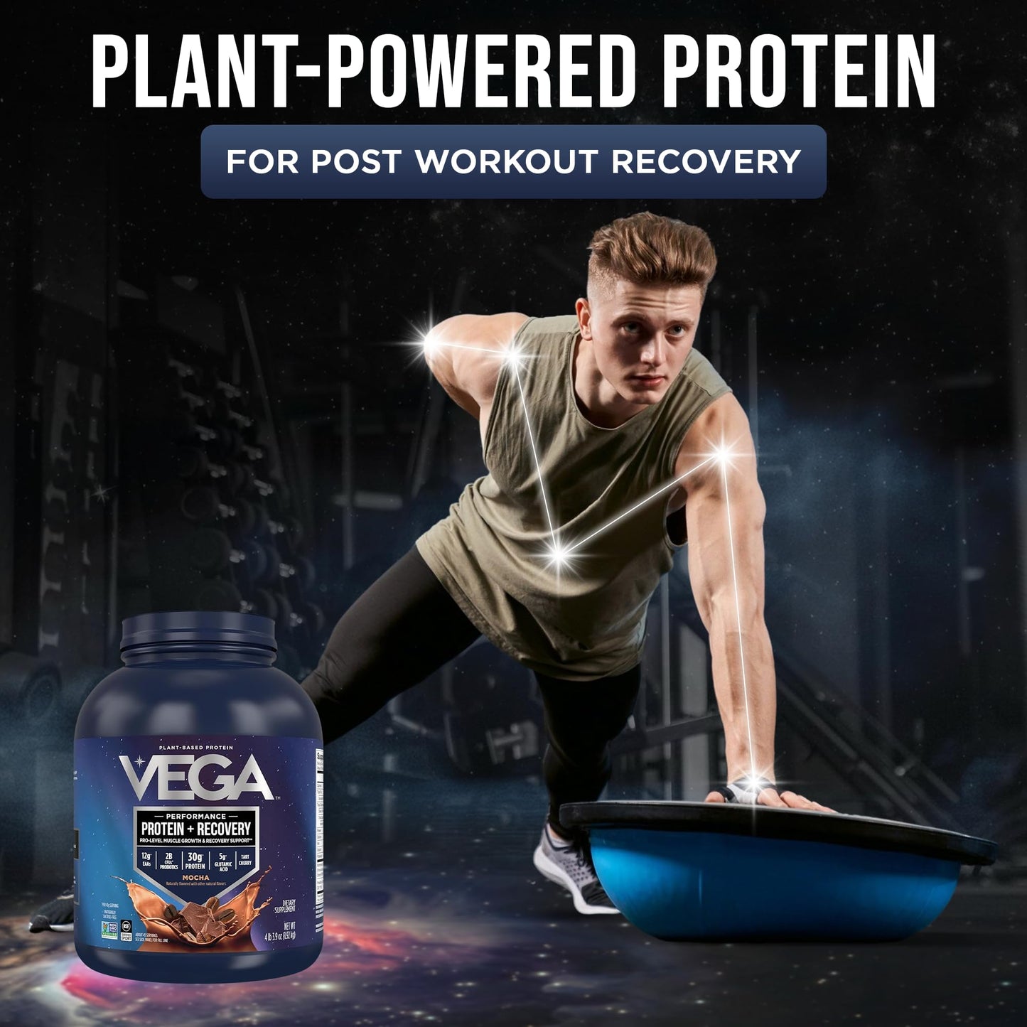 Vega Protein + Recovery Mocha Protein Powder, 64 Servings