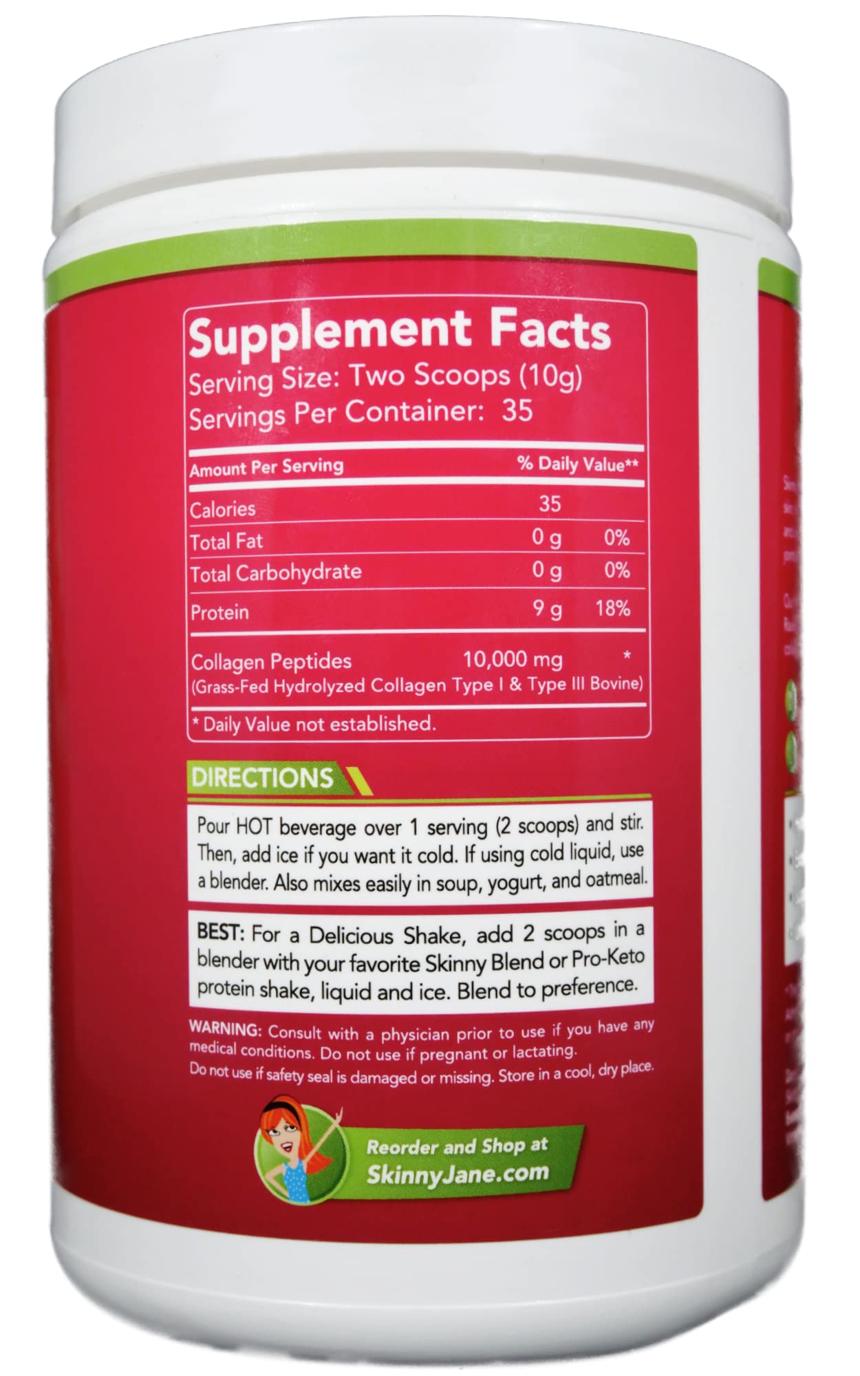 Skinny Jane Collagen Peptides Powder 12.35 Ounce