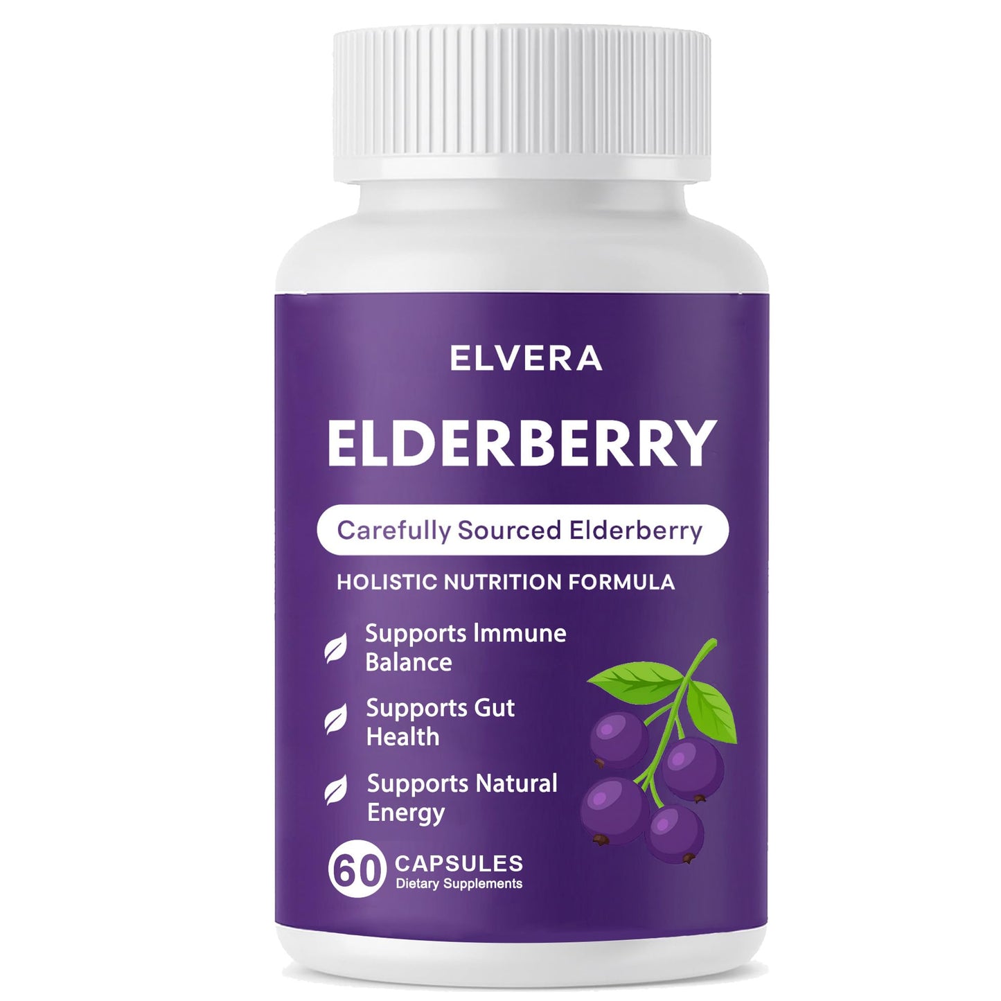 Aultink Elvera Elderberry Gut Support Complex Softgels, Organic Black Elderberry, with Zinc & Vitamin C, 60-count