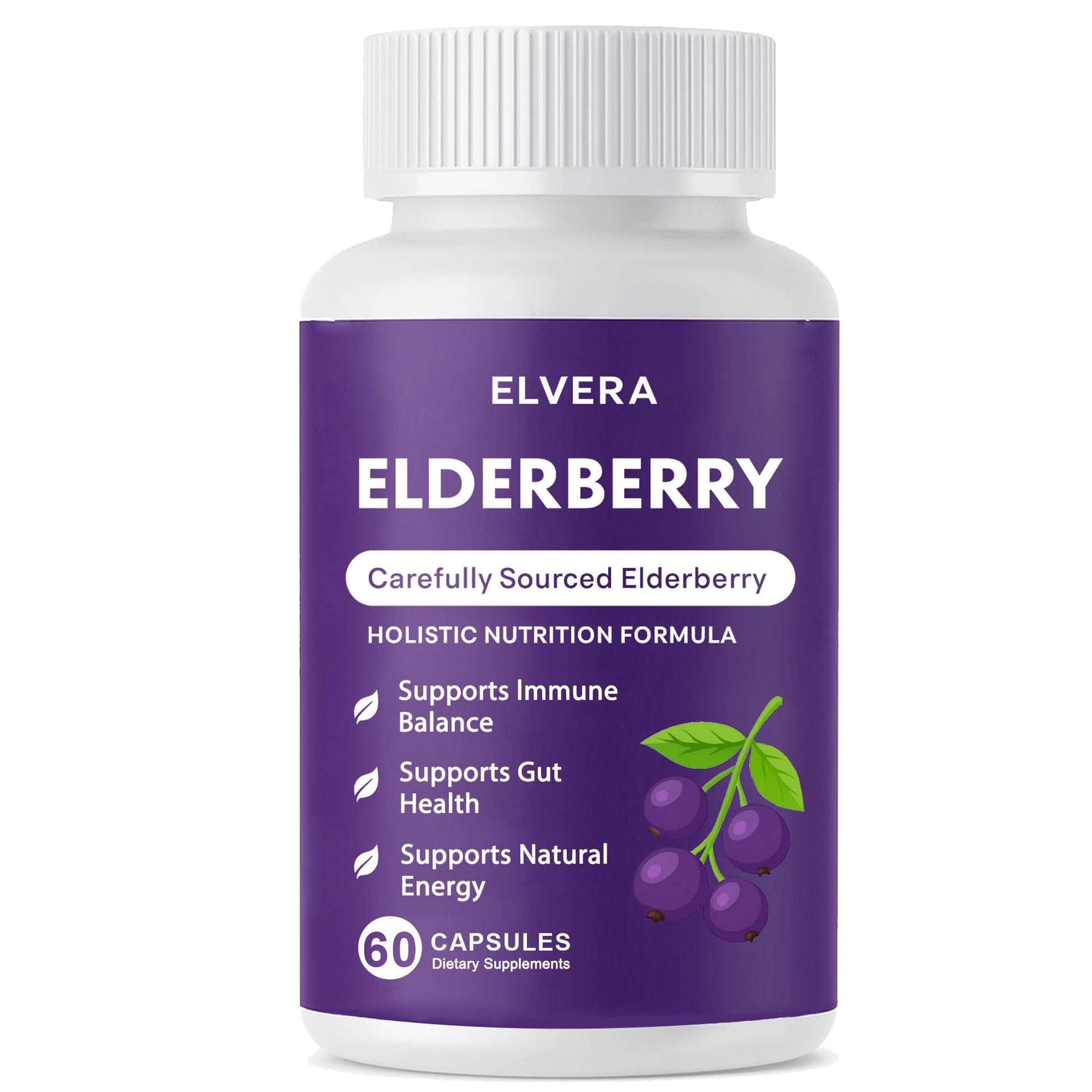 Aultink Elvera Elderberry Gut Support Complex Softgels, Organic Black Elderberry, with Zinc & Vitamin C, 60-count