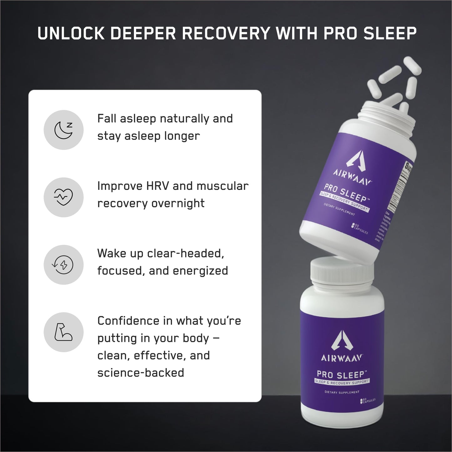 AIRWAAV Pro Sleep Supplement Magnesium Bisglycinate 60 Capsules