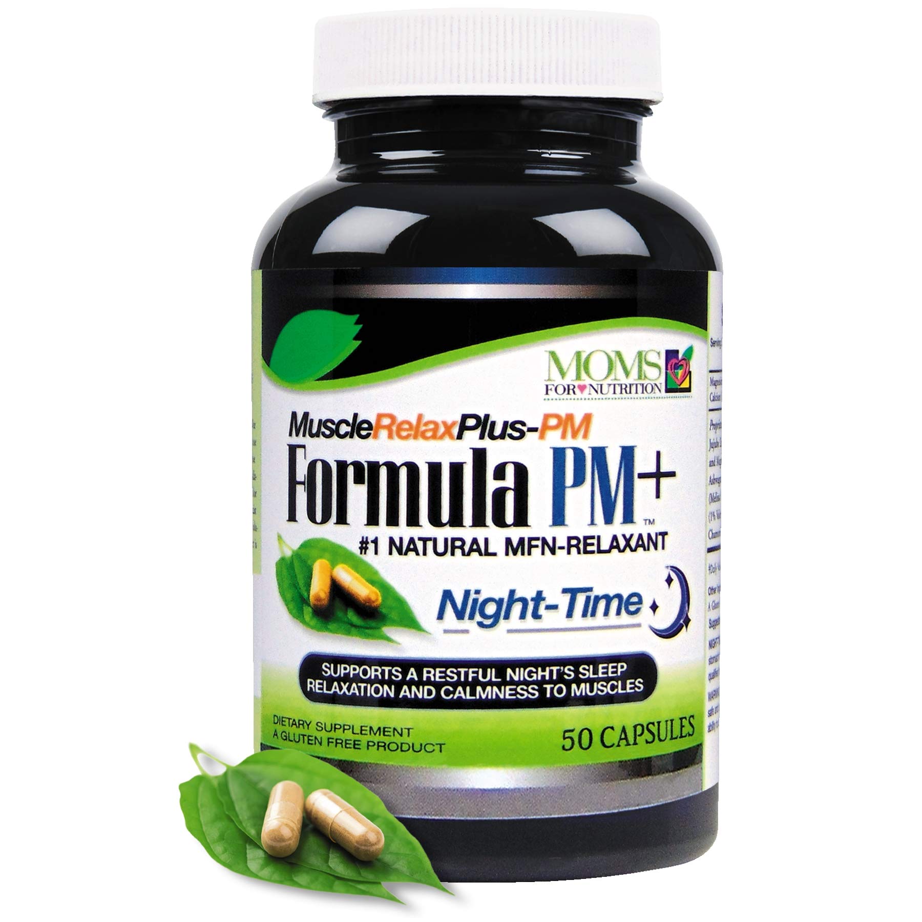 Moms For Nutrition Night-Time MuscleRelax Formula – 1500mg Magnesium Glycinate Muscle Relaxer Capsules, Gluten Free, 50 Capsules