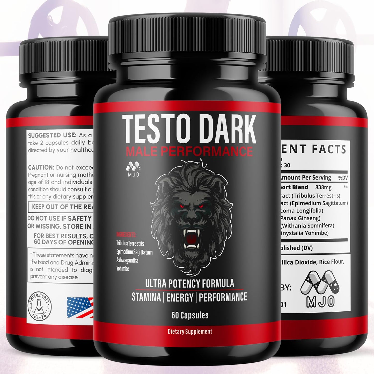 MJO Testo Dark Capsules, 300 Capsules