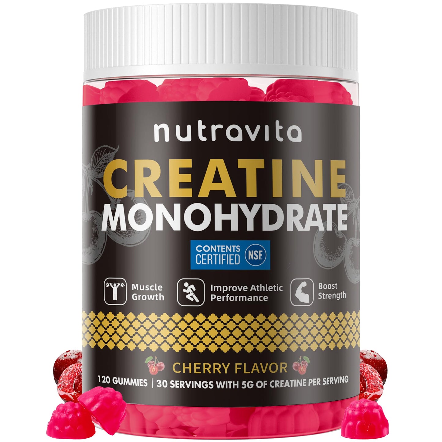 Nutravita Creatine Gummy - Creatine Monohydrate Gummies, 120 Count