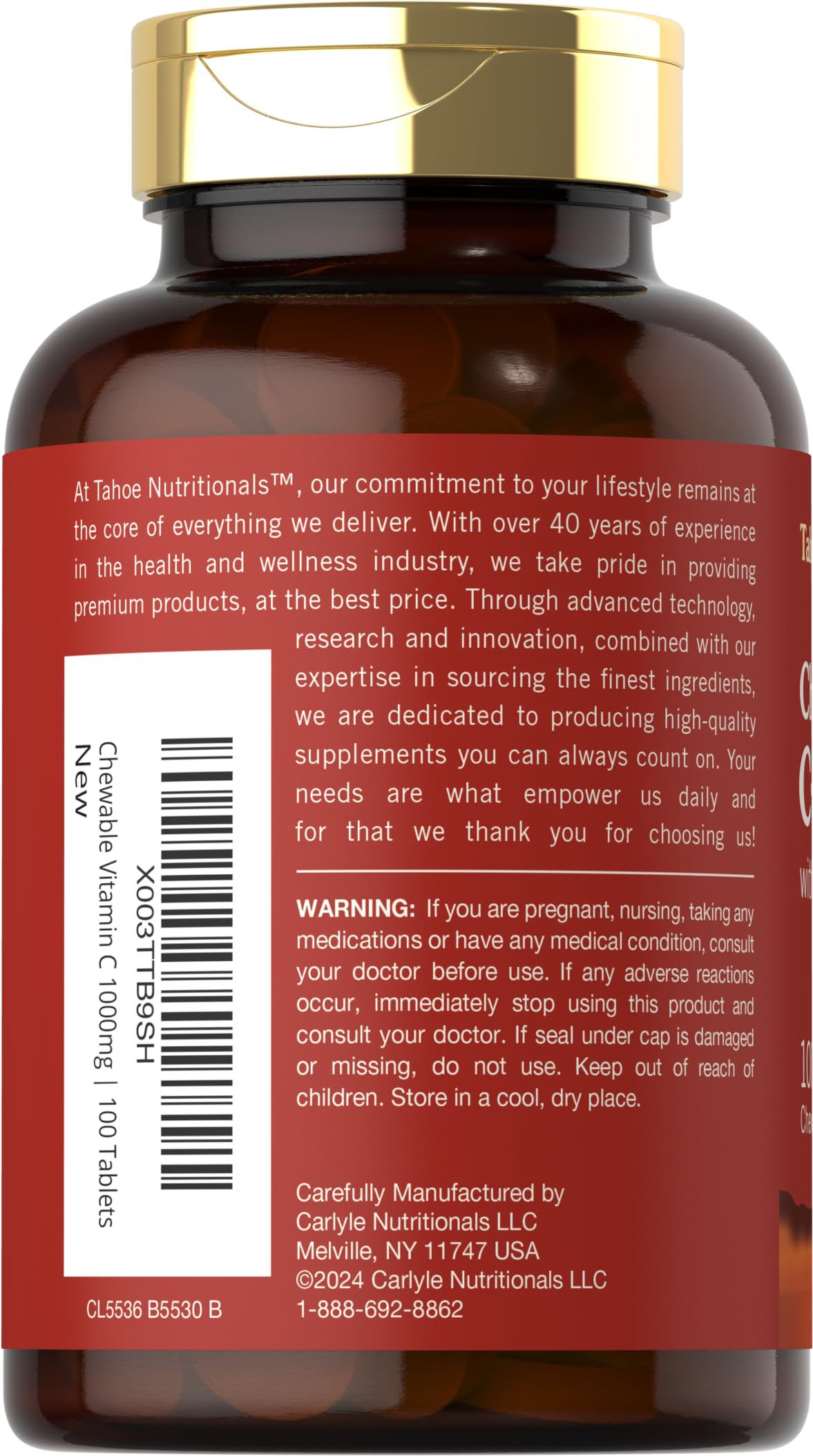 Carlyle Vitamin C 1000mg Chewable Tablets, 100 Count