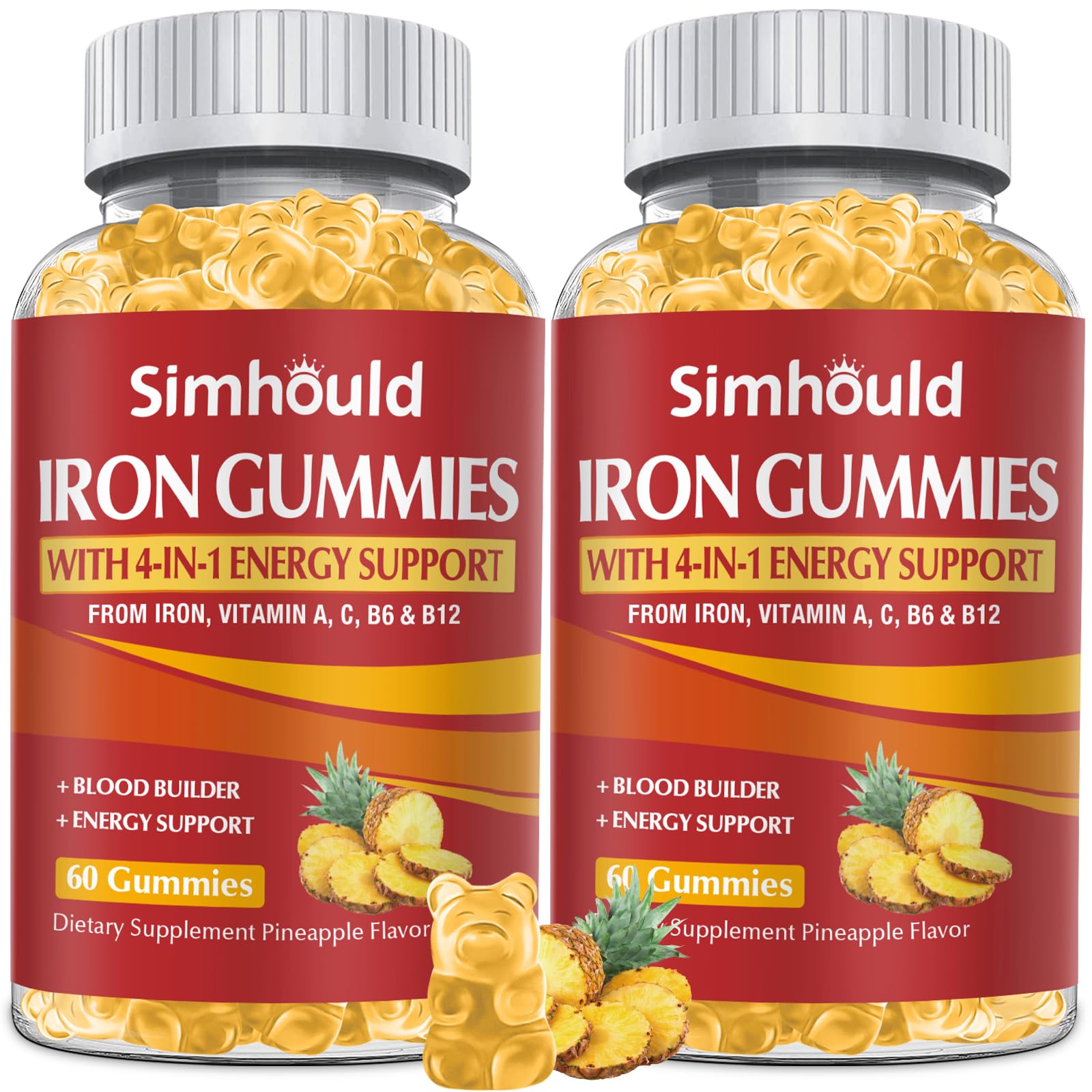 Simhould Iron Supplement Gummies 80mg 60 Count