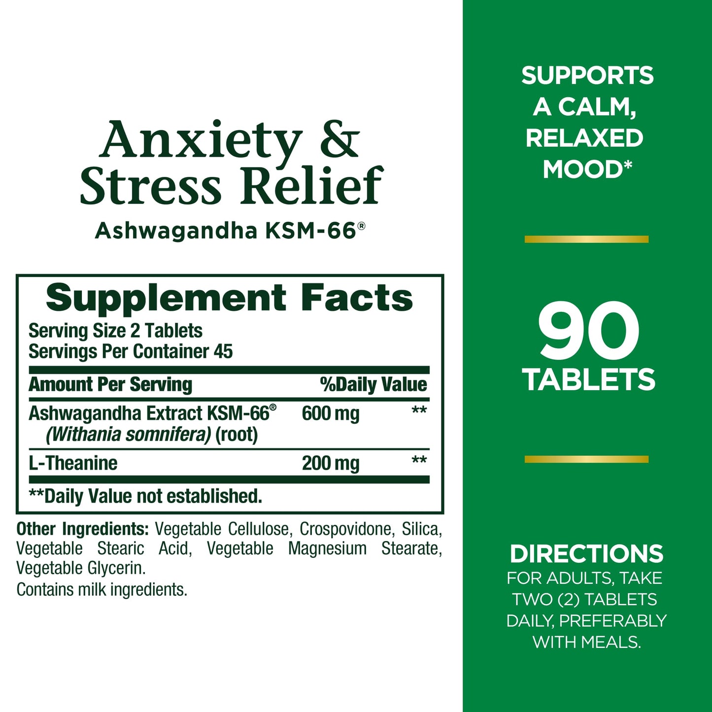 Nature's Bounty Stress Relief Ashwagandha KSM-66 Dietary Supplement Tablet 180 Tablets