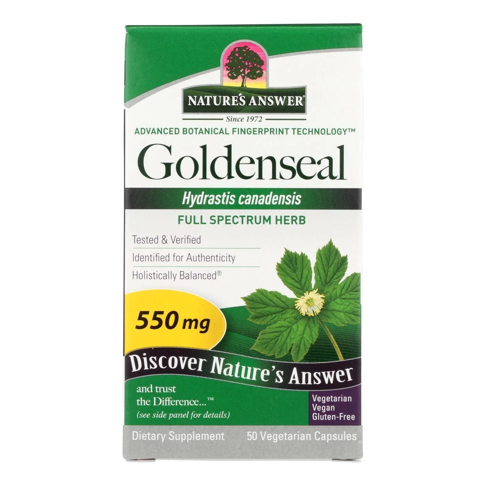 Nature's Answer Goldenseal Root Vegetarian Capsules, Capsule, 50 Count