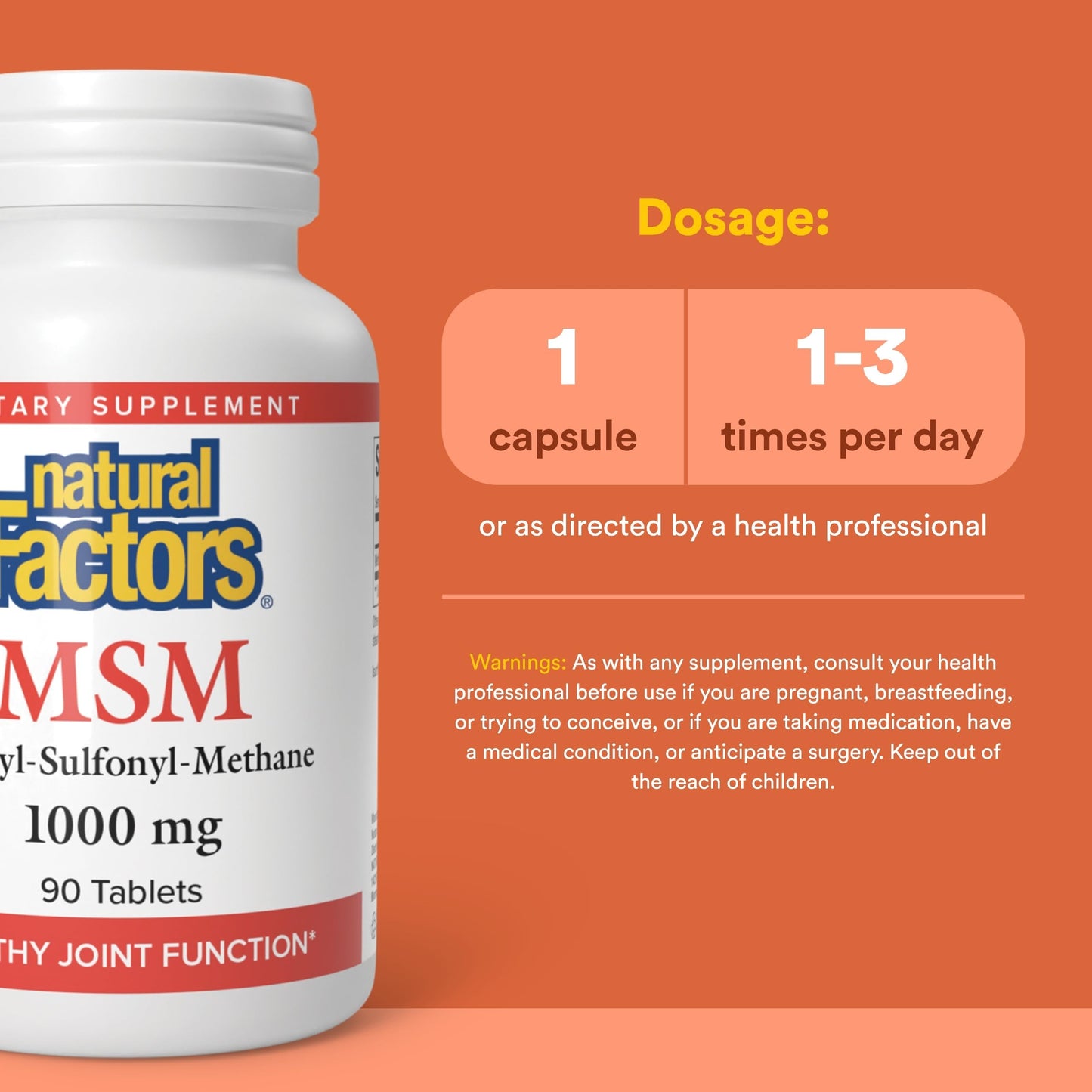 Natural Factors MSM 1000 mg Capsule, 90 Capsules