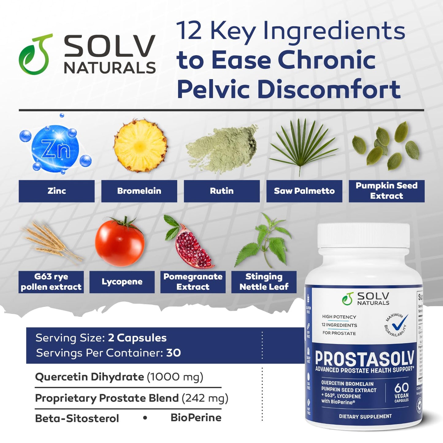 SOLV NATURALS PROSTASOLV Prostate Support for Men's Health Capsules 60 Capsules