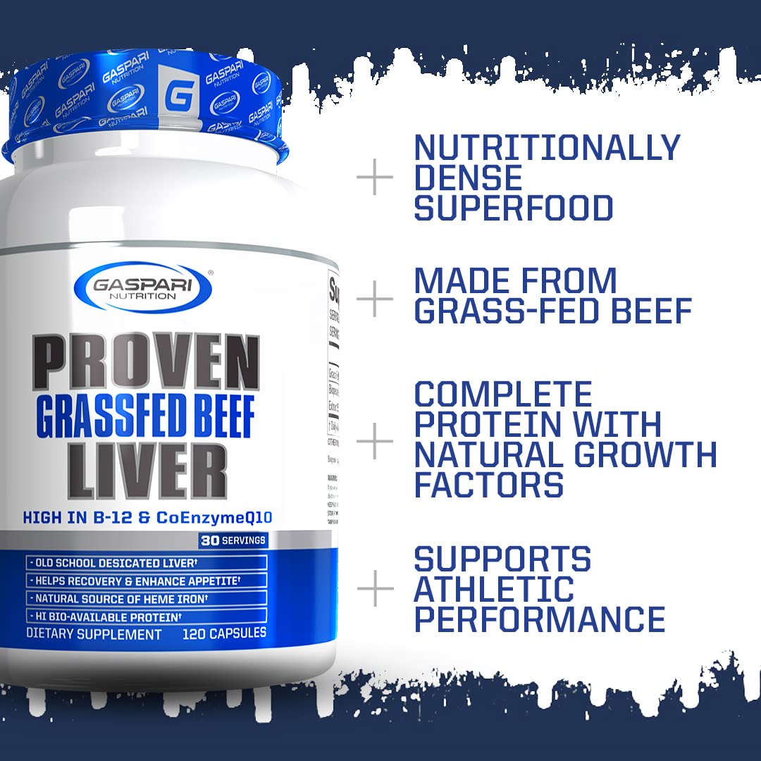 Gaspari Nutrition Proven Liver Grass-Fed Beef Liver Capsules, 30 Count