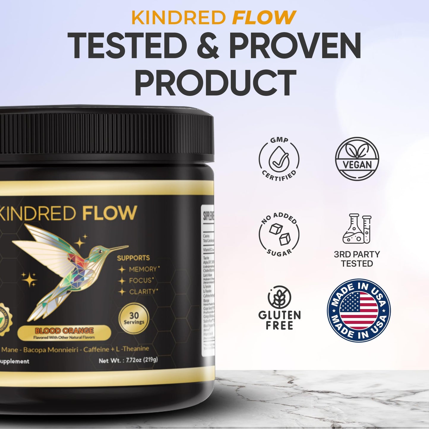 Kindred Flow Nootropic Energy Drink Powder, 7.72 Ounce