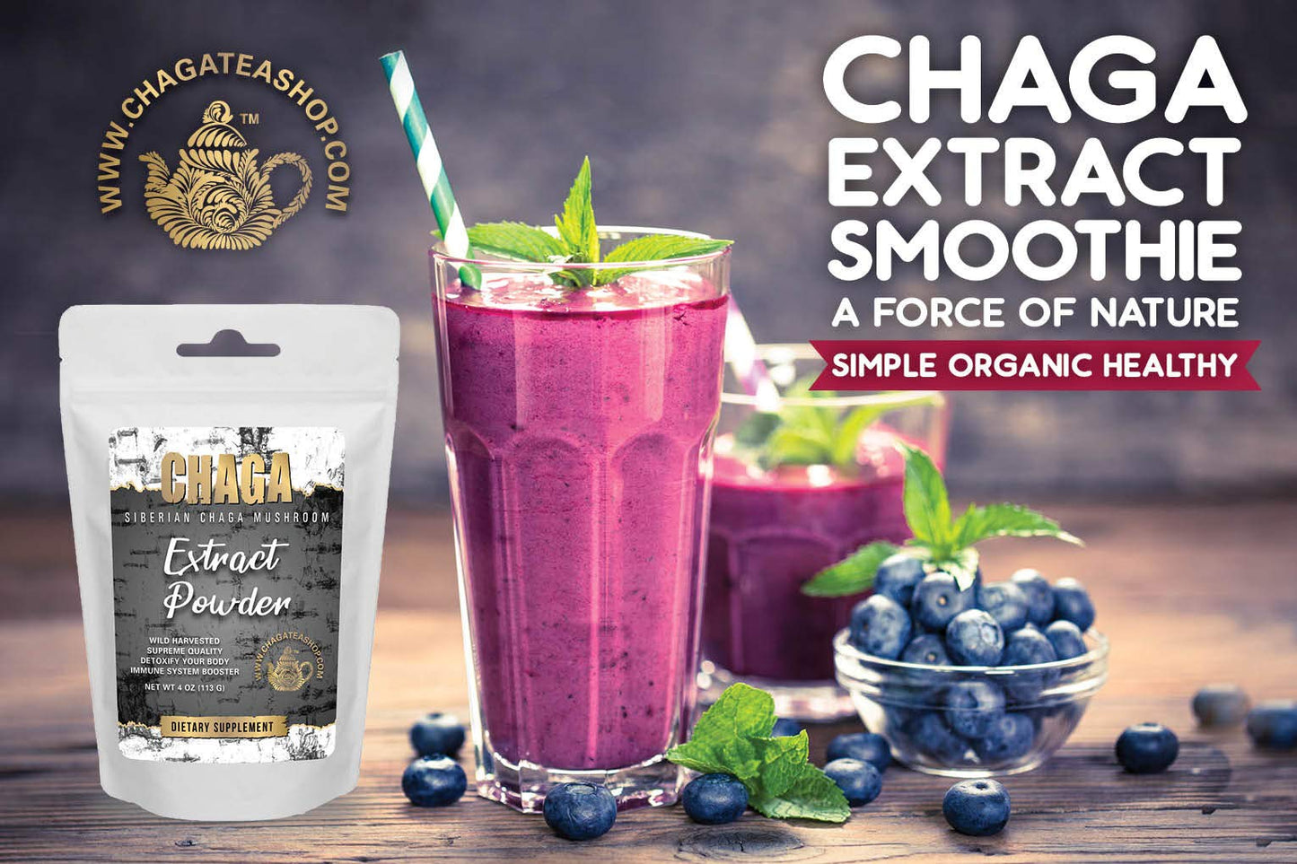 ChagaTeaShop Siberian Chaga Mushroom Extract Powder 4 oz