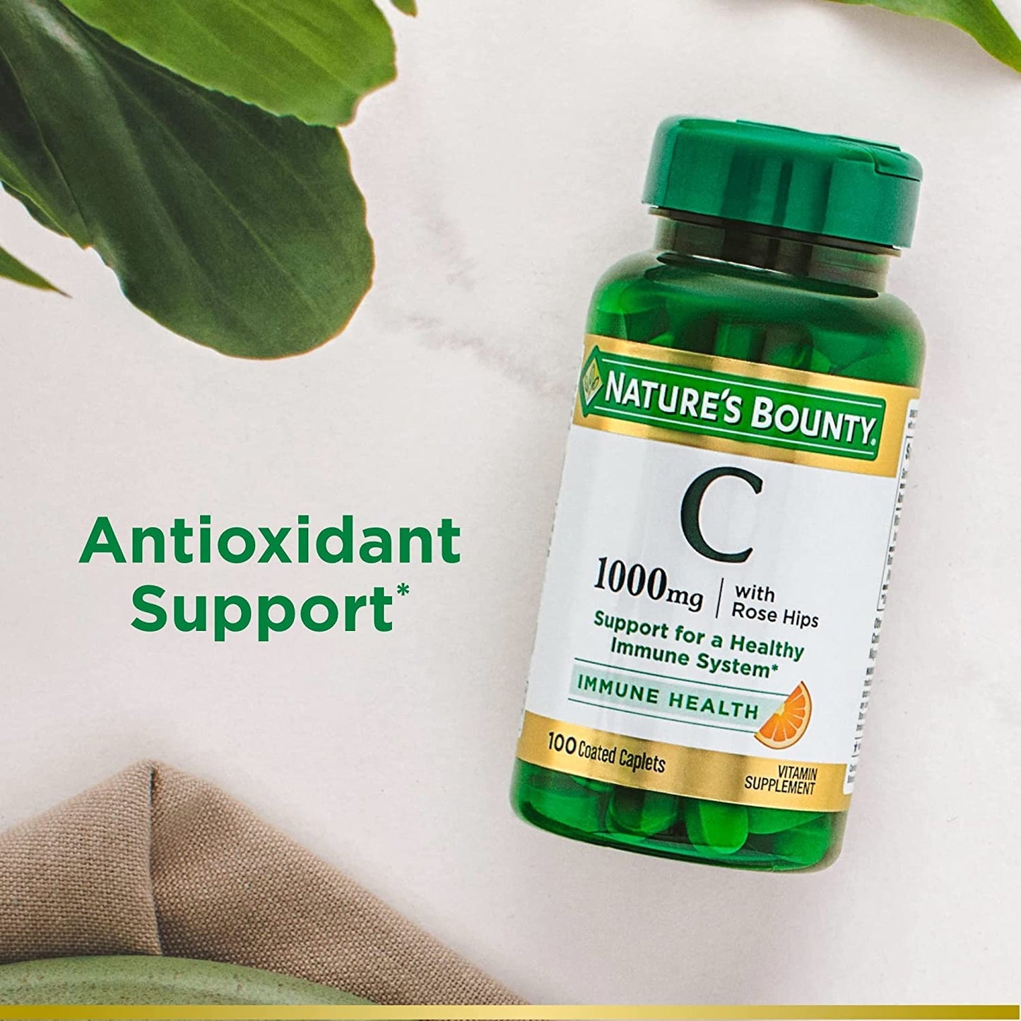 Nature's Bounty Vitamin C + Rose Hips Immune Support 1000mg Tablets, 200 Count